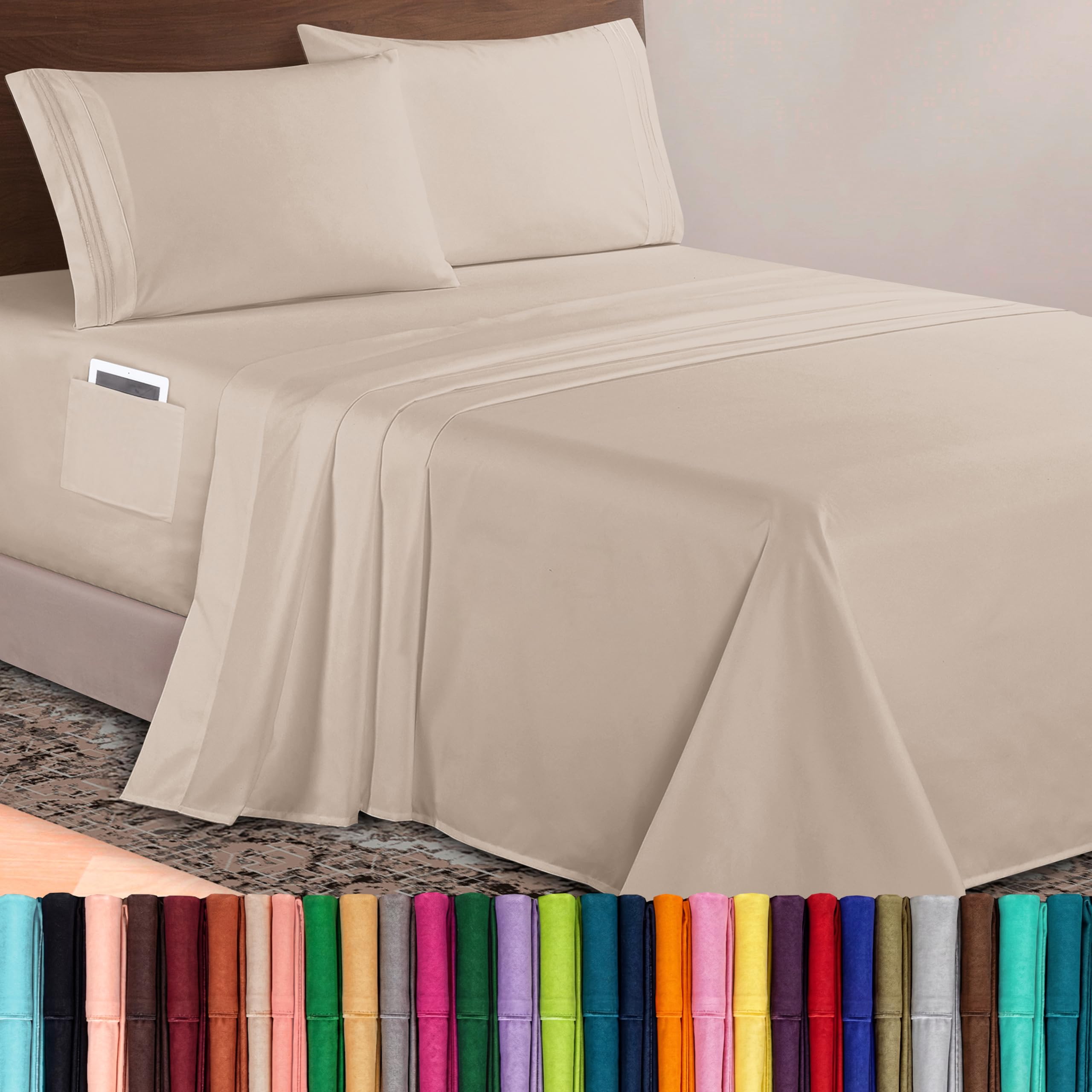 Elegant Comfort Luxurious 1500 Sheet Set Cream