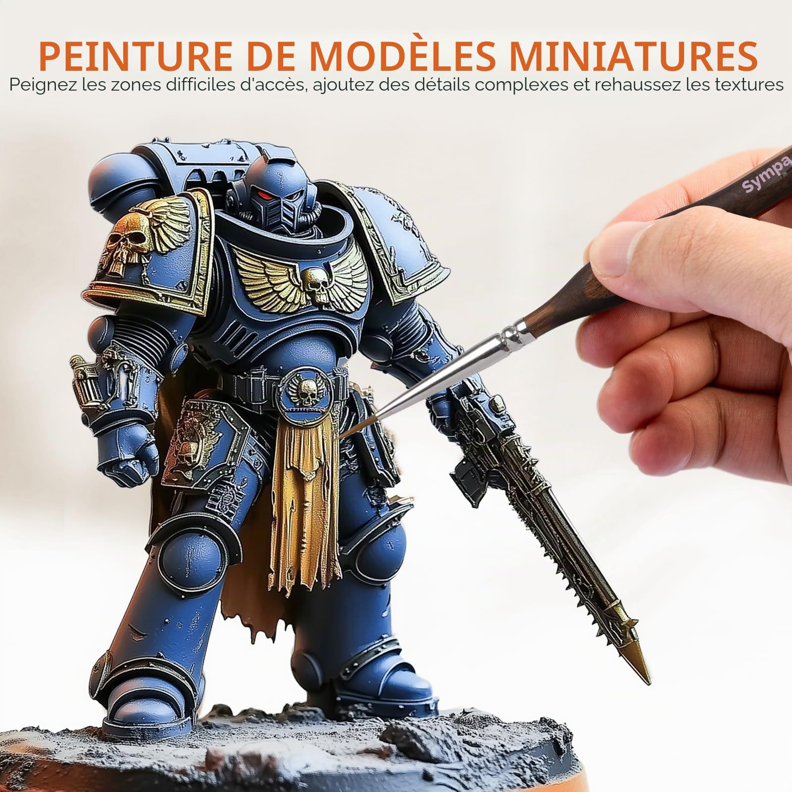 Nicpro 7 Pinceaux Miniatures Poils de Martre Kolinsky, Pinceaux Peinture Professionnels Pointe Ronde avec Étui Tissu pour Acrylique Figurines Modélisme