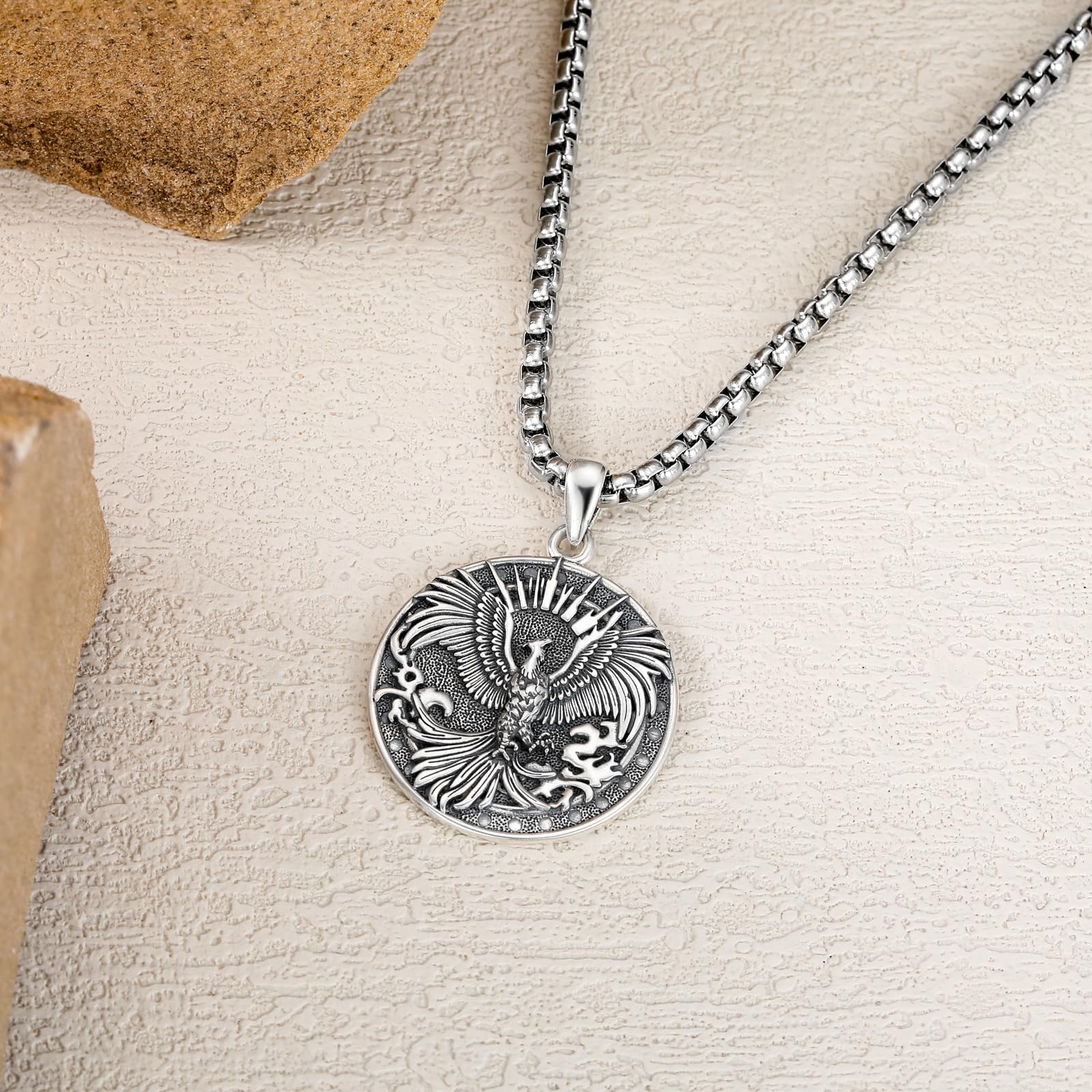 Cadena de Fénix de plata 925, colgante de orden fénix, accesorios para hombres y mujeres, talla única, Plata de ley, No es una piedra preciosa