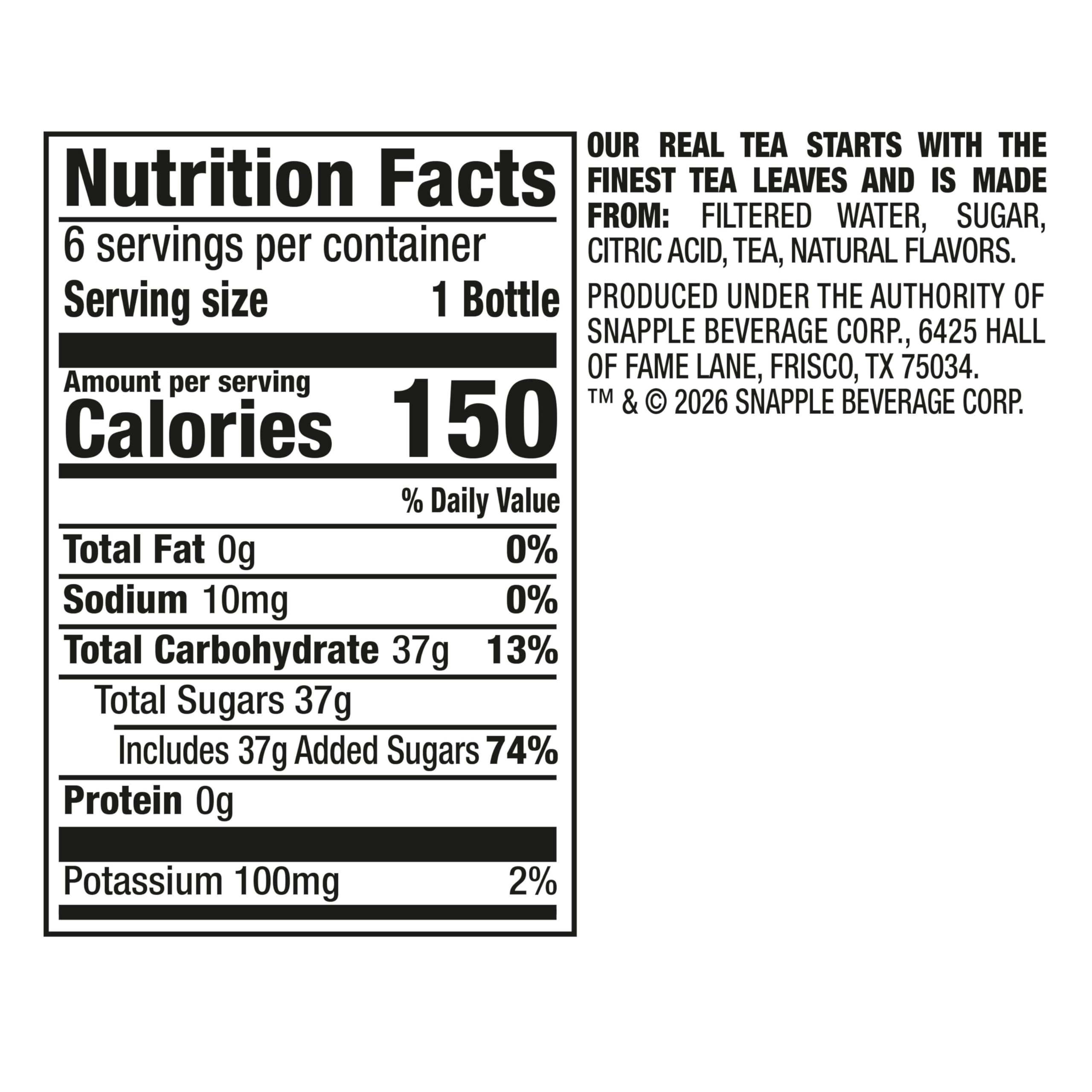 Snapple Peach Tea, 473 ml, Kunststoffflaschen, 6 Stück, 473 ml, 24 Stück