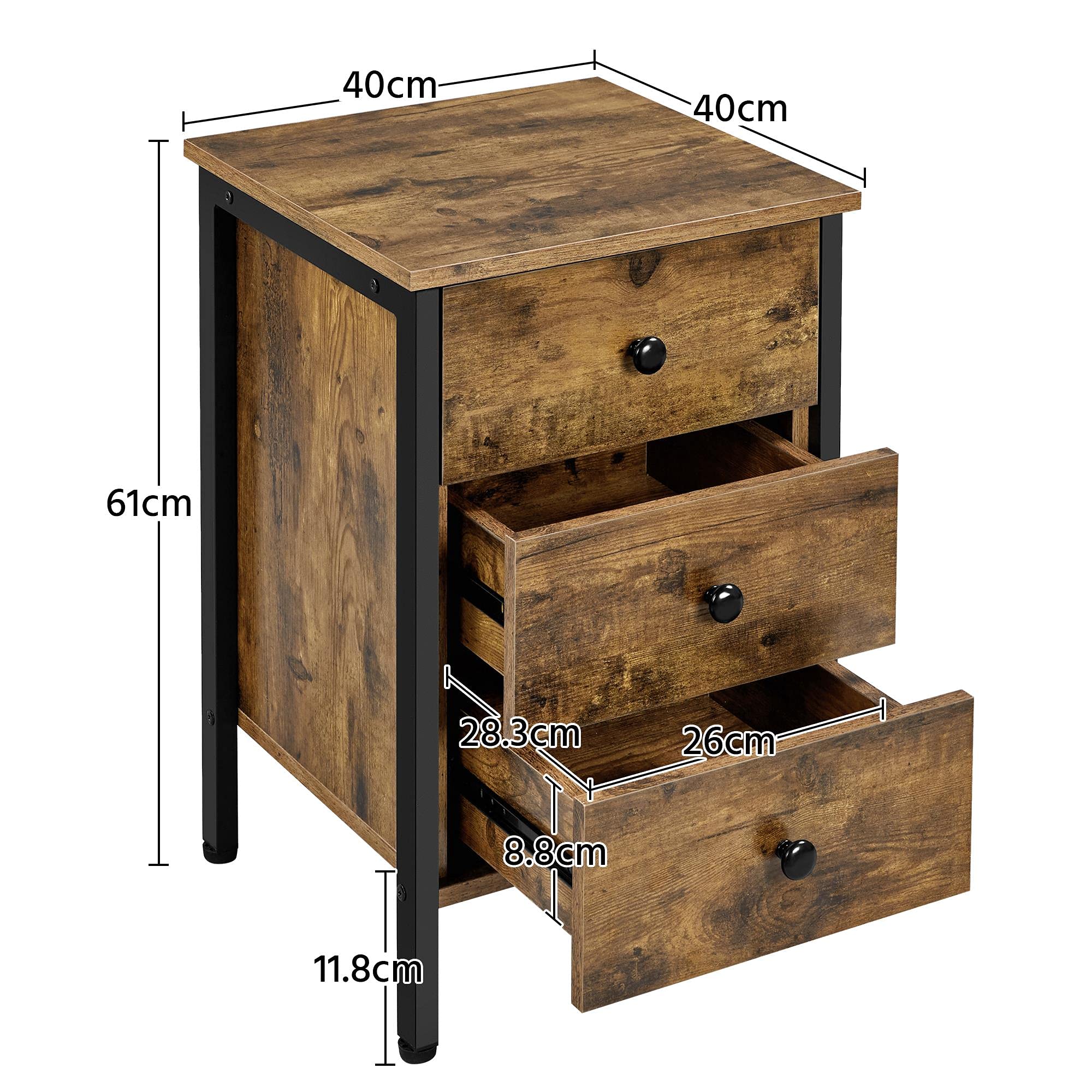 Buy Yaheetech End Tables, Nightstand, 3Drawer Side Table, Vertical