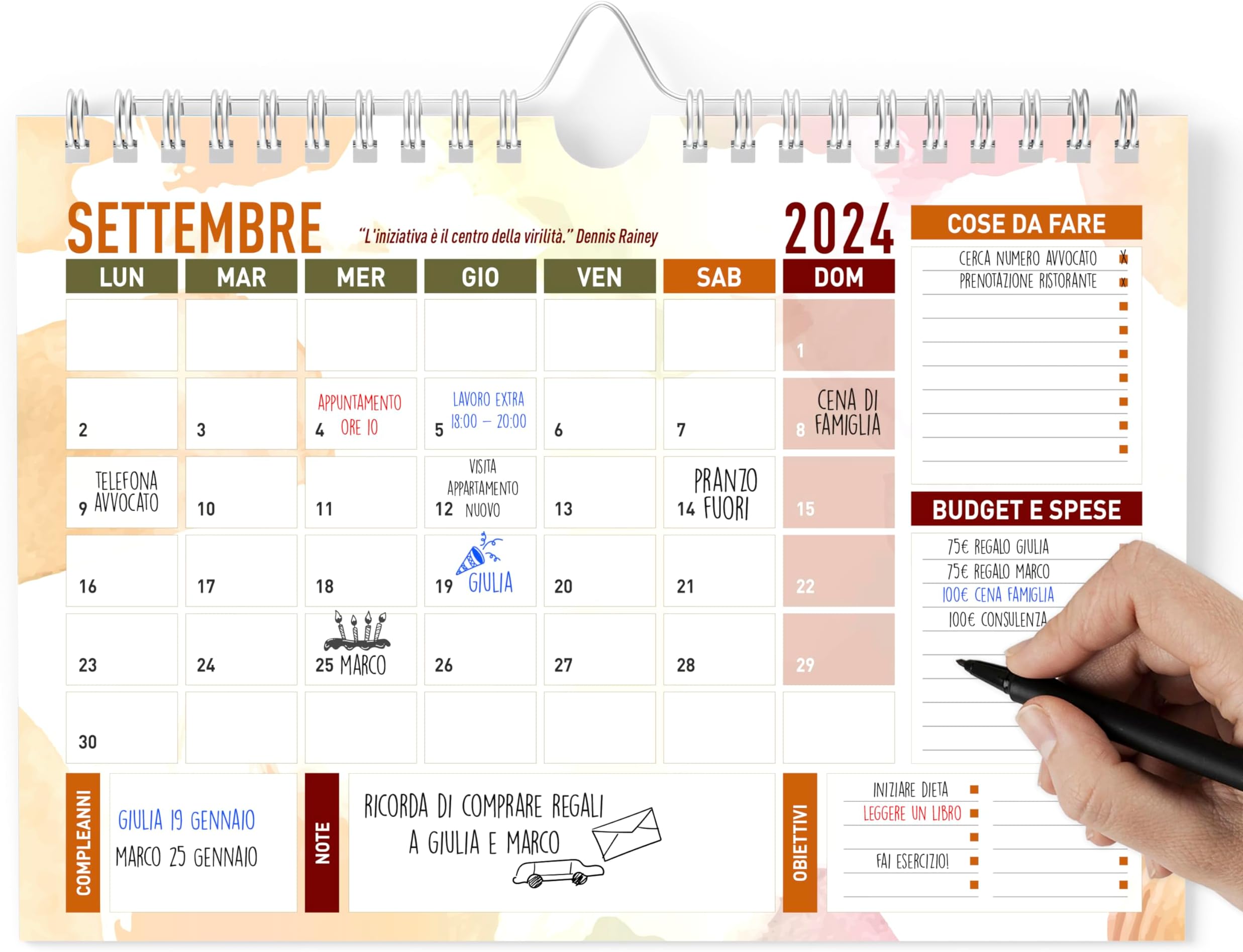 Calendario Da Parete 2026 – Gatti | Planner Mensile Con Illustrazioni, 12 Mesi, Per Casa, Ufficio E Scuola