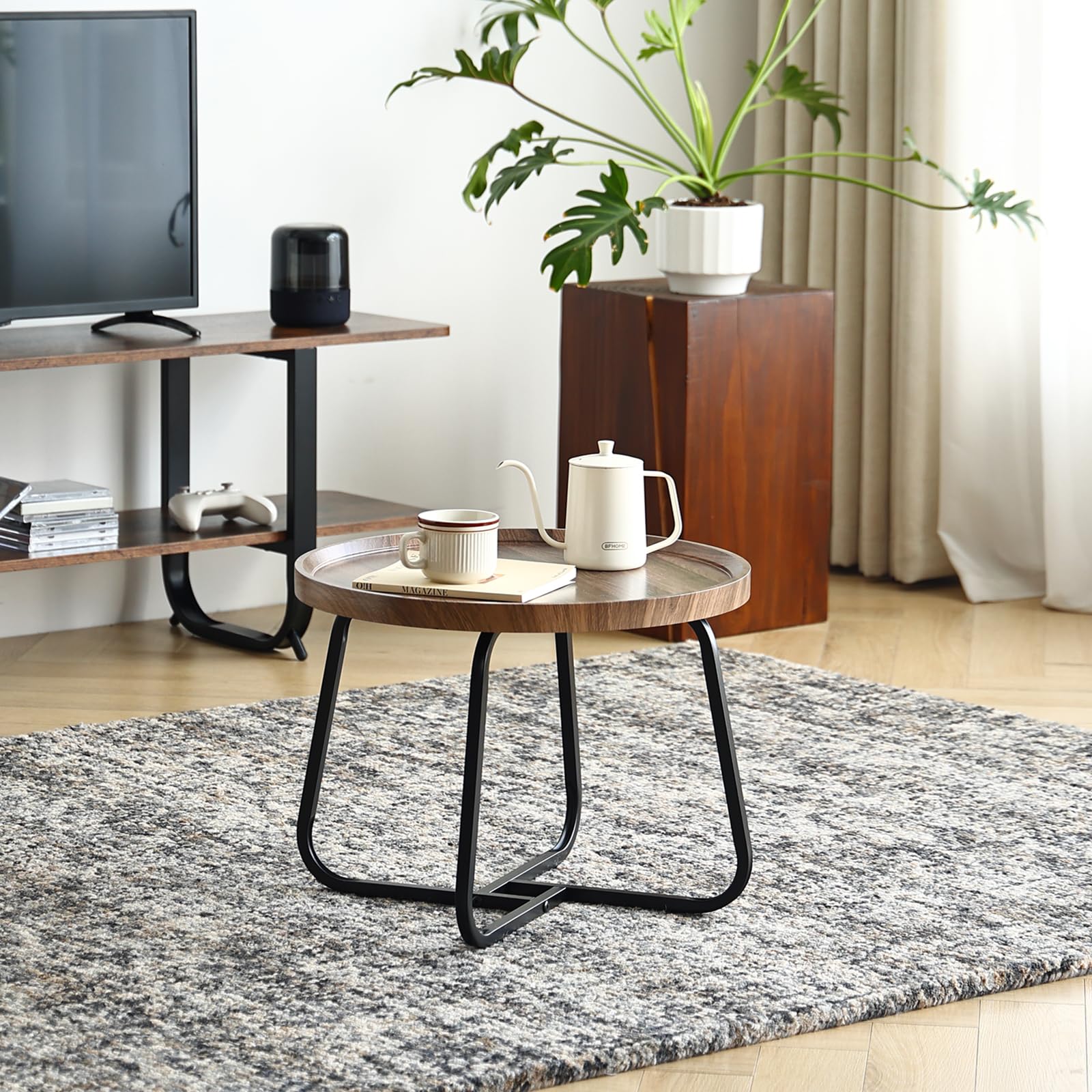 Petite table basse ronde - 50 cm - Noyer