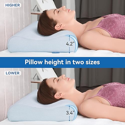 Miniatura 9 de AM AEROMAX Almohada de espuma viscoelástica de contorno almohada cervical para aliviar el dolor de cuello almohadas ortopédicas para dormir de lado