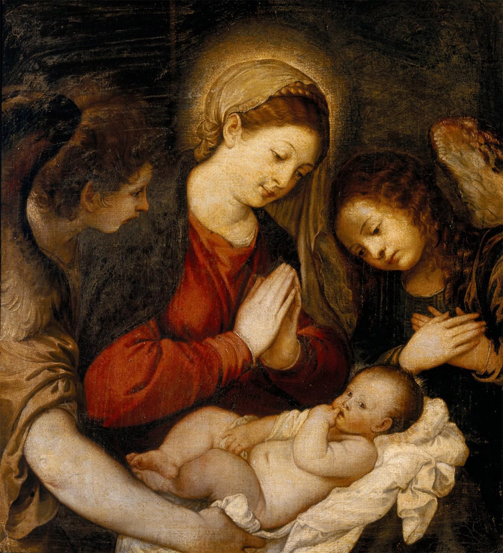 ARTXLXXBN Famous Art Print Poster Vintage Wall Art Adoration of the Child by Tiziano Vecelli Canvas Art Poster for Home Decor 60x90cm