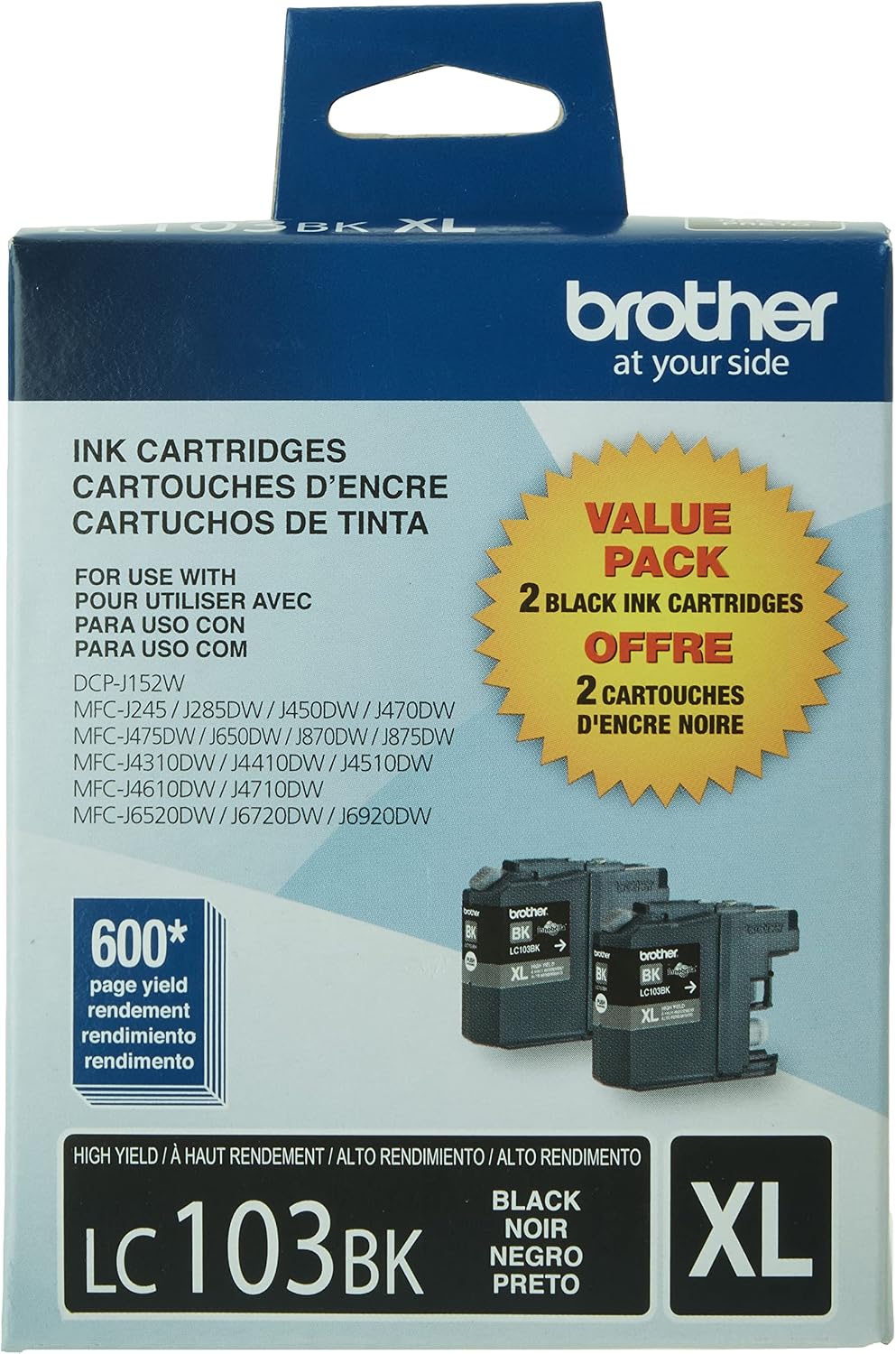 Brother LC1032PKS Printer High Yield Cartridge Ink Black (2-Pack)