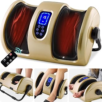Best Choice Products Heated Shiatsu Foot Massager for Pain Relief, Plantar Fasciitis, Neuropathy, Blood Circulation w/Compact Design - Gold