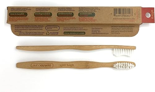 Miniatura 6 de Cepillo de dientes ultrasuave para adultos SenzaBamboo ecológico, 1, Bambú, 3