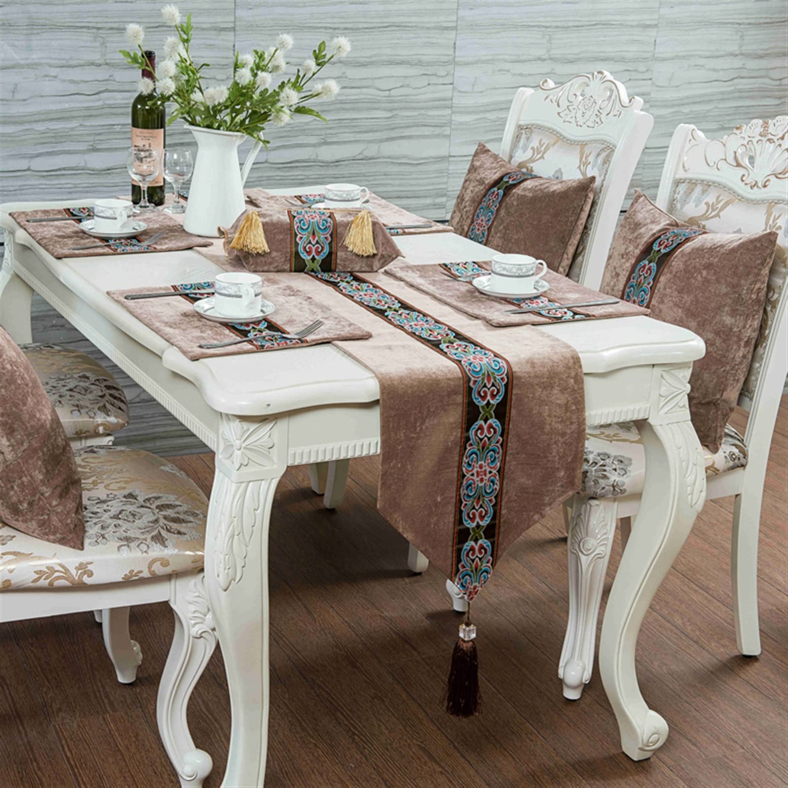Nappe à longues bandes chemin de table fait main pour Nouvel An