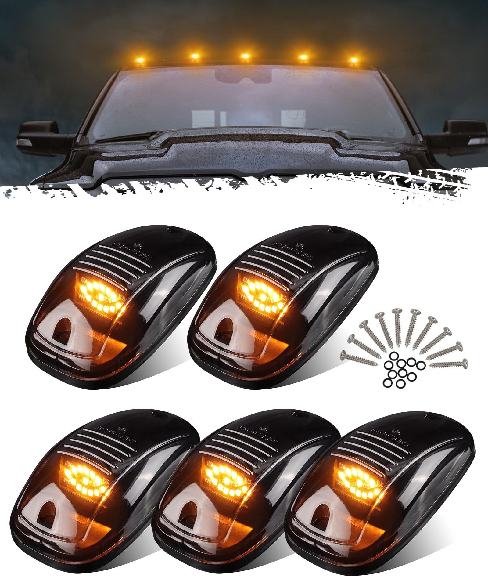 Tail Lights For Dodge Ram 2500 5X Amber Led Smoke Cab Roof Running Top ...