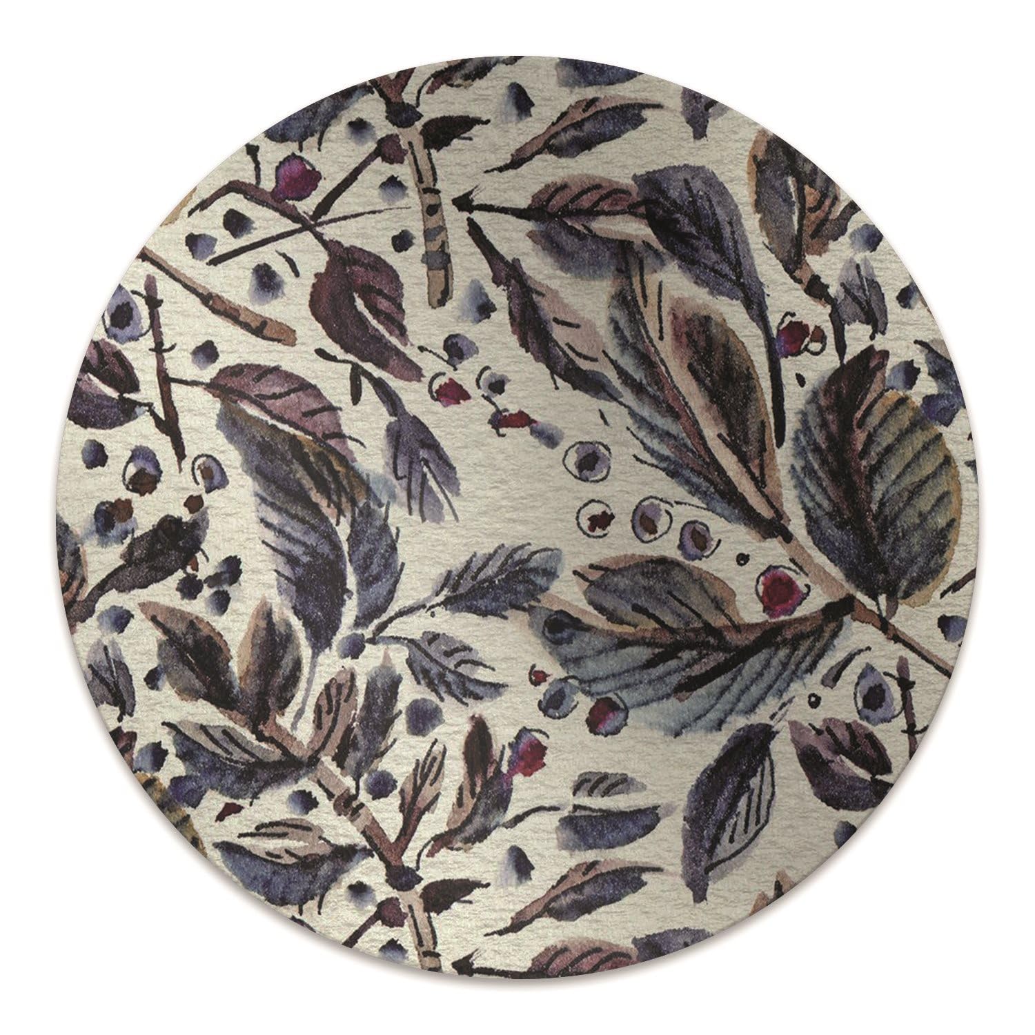 Tapis chaise ø100 cm en PVC protège-sol motif feuilles