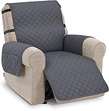 M MCombo Armchair Protector for Recliner Chair, Waterproof & Non-Slip Armchair Cover with Armrest & Pockets, Scratch-Resistant Armchair Throw, TV Chair C1833 (Dark Grey/Microfibre)