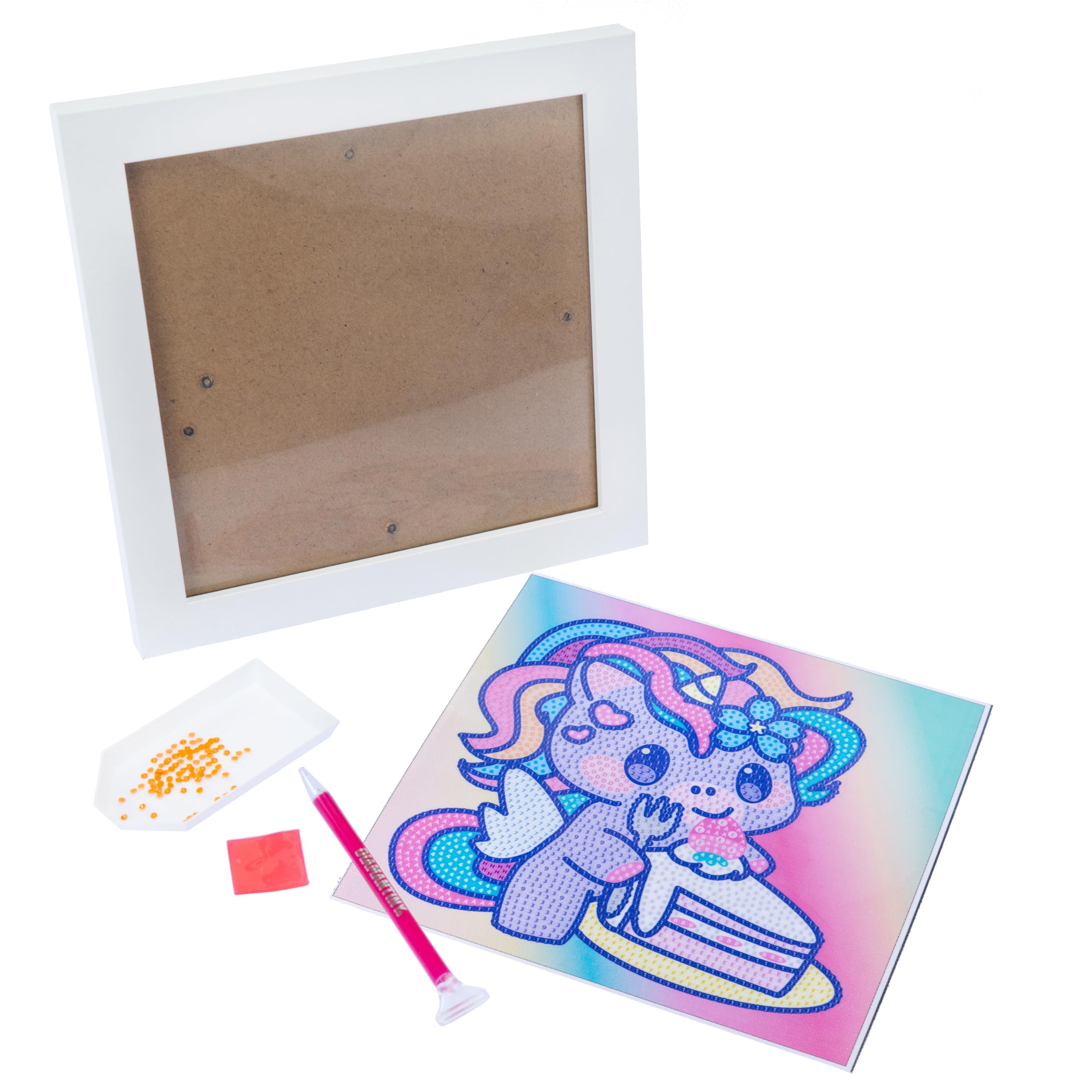 DIAMANTINY Design Art Kawaii Unicorno con Torta su Tela, Quadretto, 90037