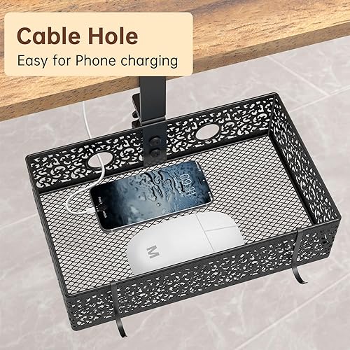 Miniatura 2 de Cesta de almacenamiento giratoria de 360 para debajo del escritorio, cajón giratorio con abrazadera, organizador de escritorio oculto duradero para