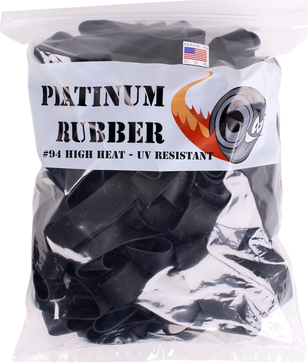 Black #94 Large Premium Outdoor Rubberbands .75 inch Extra Wide Survival, Made in USA, High Heat UV Resistant Platinum Rubber Crepe Band Approx. 105 per LB, 26 per 1/4lb (3-1/2" Long x 3/4" W) (5, Pounds)