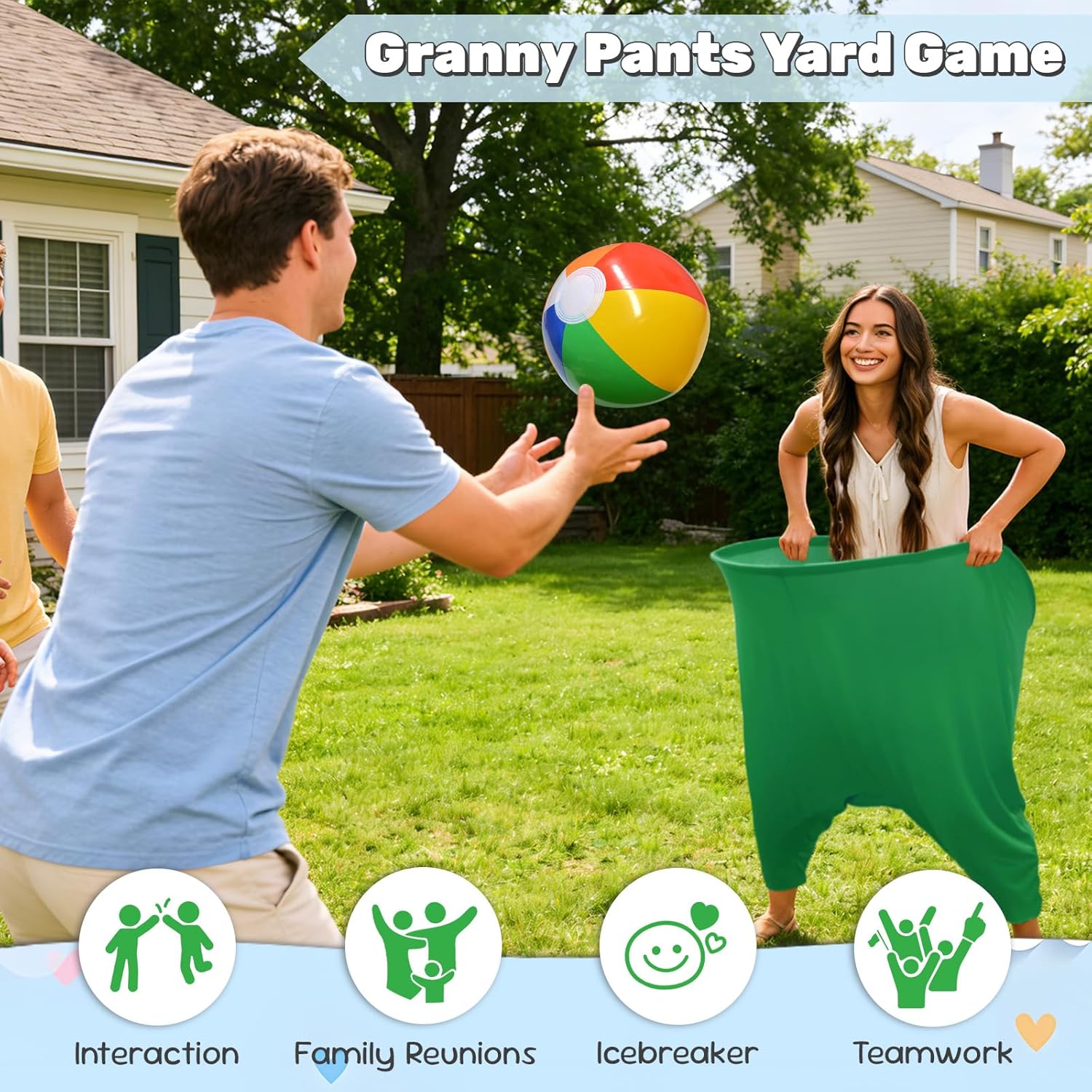Granny Pants Yard Game Set, Granny Pants Party Outdoor Game with Bouncy Balls and Pump, Outdoor Tossing Games for Adults,Family Reunion Backyard Field Games Set