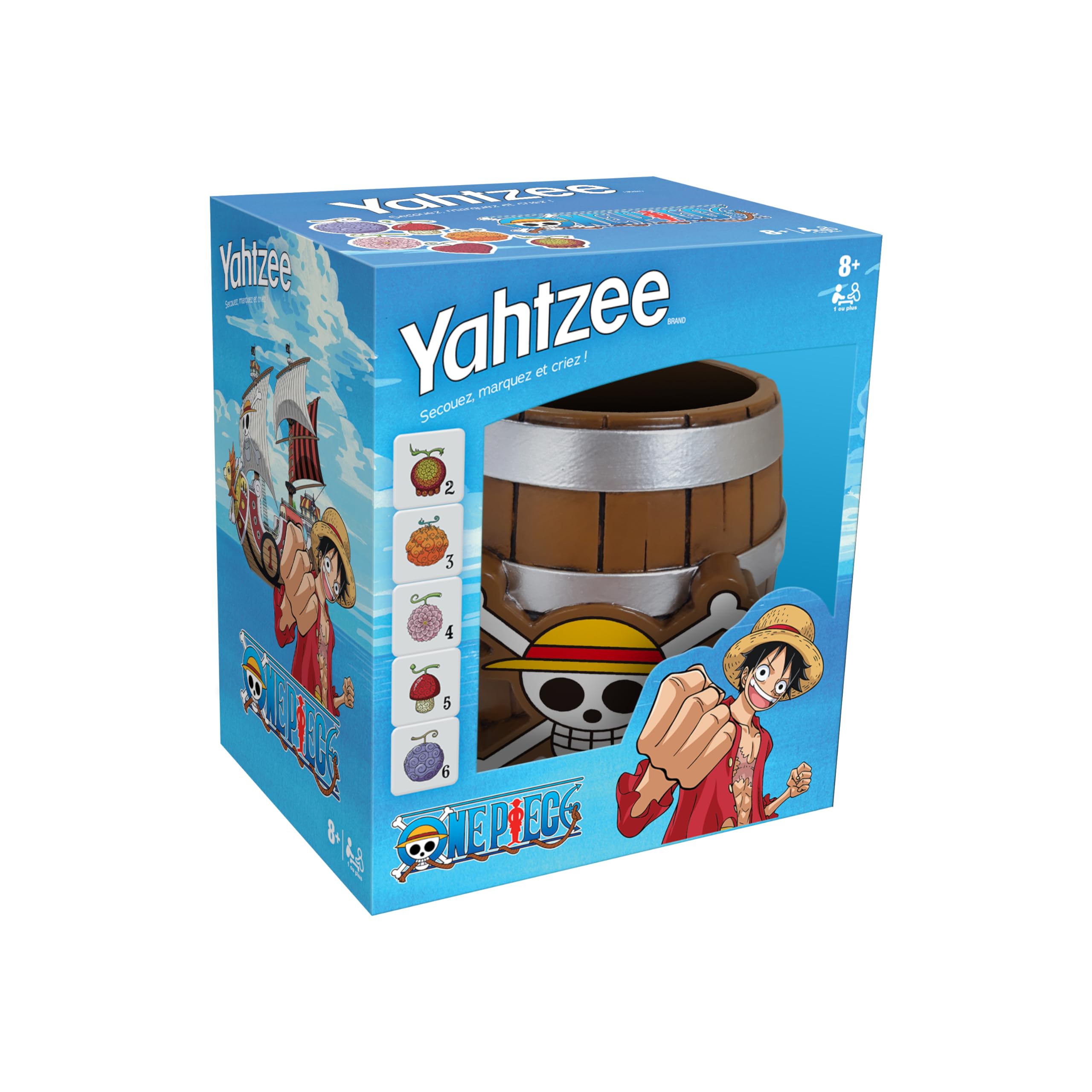 Winning Moves Yahtzee One Piece – Edición Especial Con Dados Personalizados Y Vaso De Viaje, Juego De Estrategia Y Suerte Para 1 O Más Jugadores, Fans Del Anime Desde 8 Años