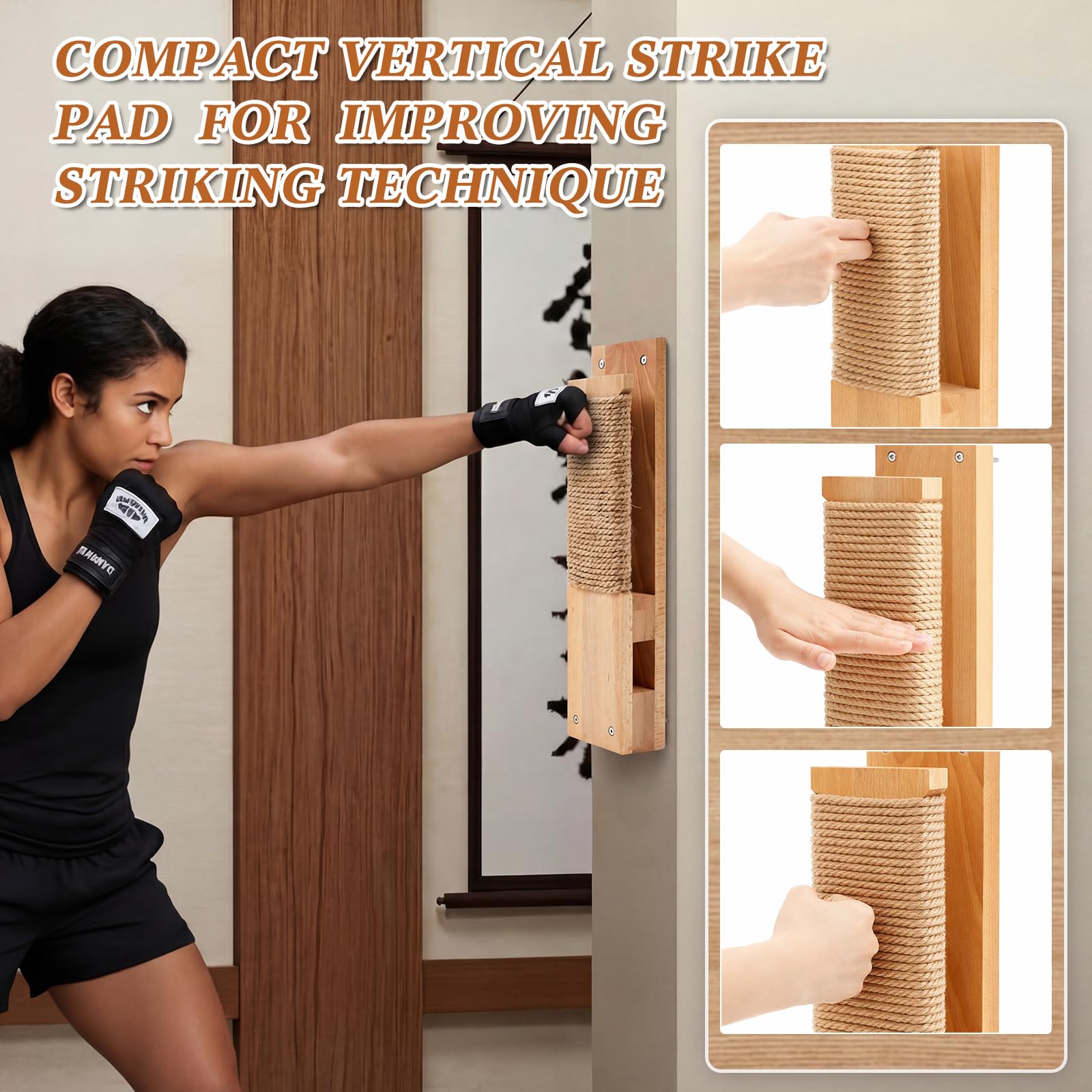 Leinuosen Wandhalterung Makiwara Board Traditionelles Makiwara Punching Board Strike Pad für Erwachsene Kampfsport Training Karate Taekwondo