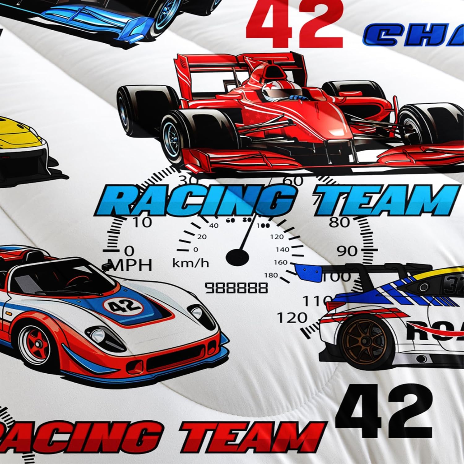 Race Car Themed Comforter Set Twin for Boys，Race Car Bedding Twin Bed Set，Kids Race Car Bedroom Decor with 1 Comforter with 2 Pillow Case