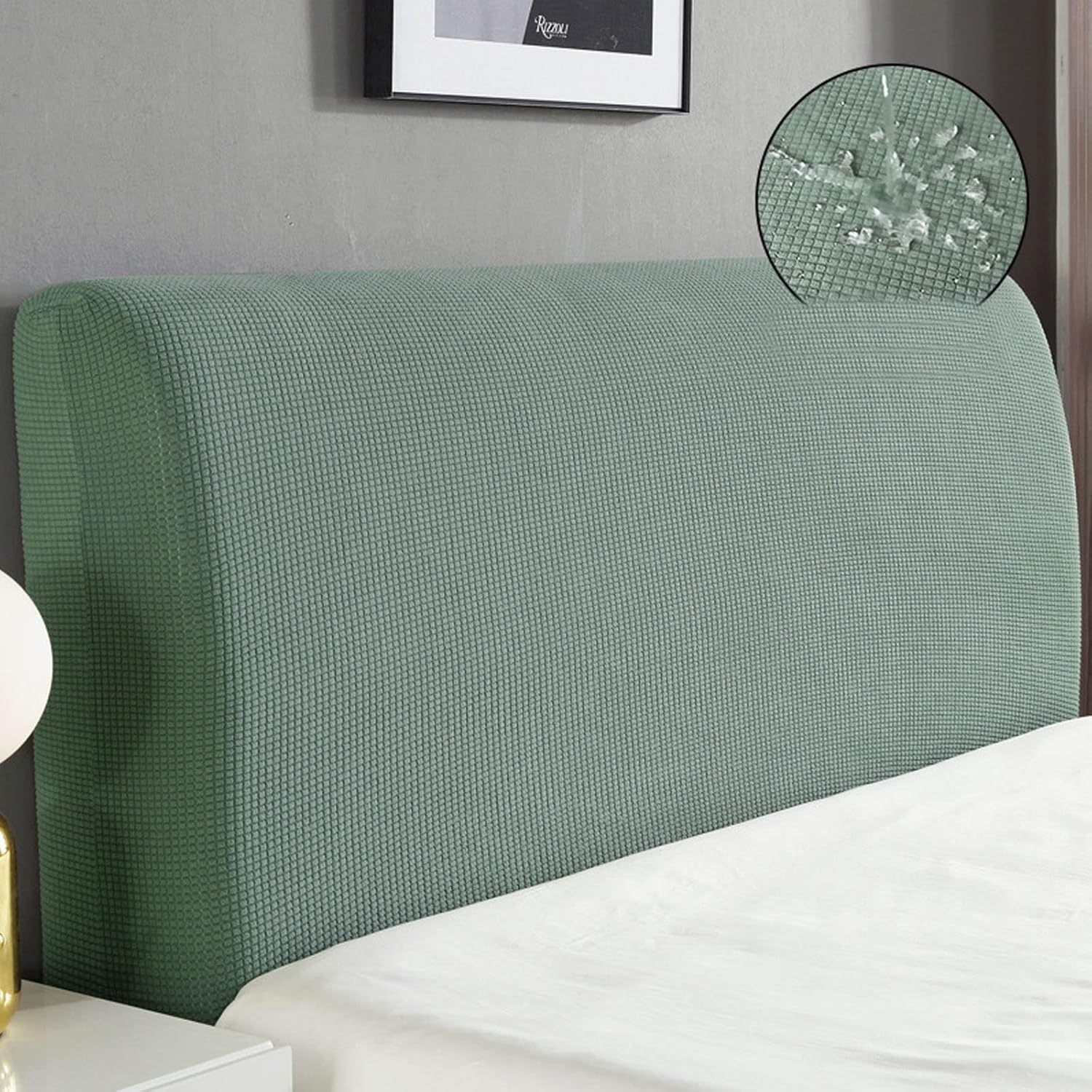 Waterproof Bed Headboard Covers, Stretch Headboard Slipcover for Queen King Size Headboard Slipcover Dirtproof Protector for Bedroom Decoration (Matcha,220cm/86.6in)