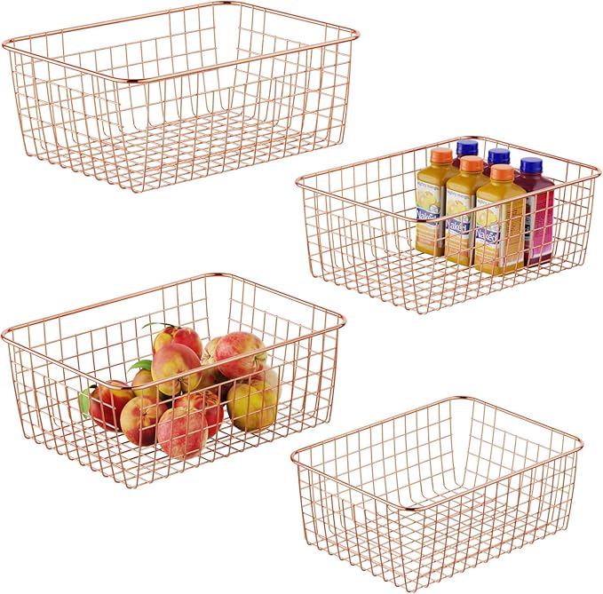 Wire Storage Baskets, iSPECLE 4 Pack Large Metal Wire