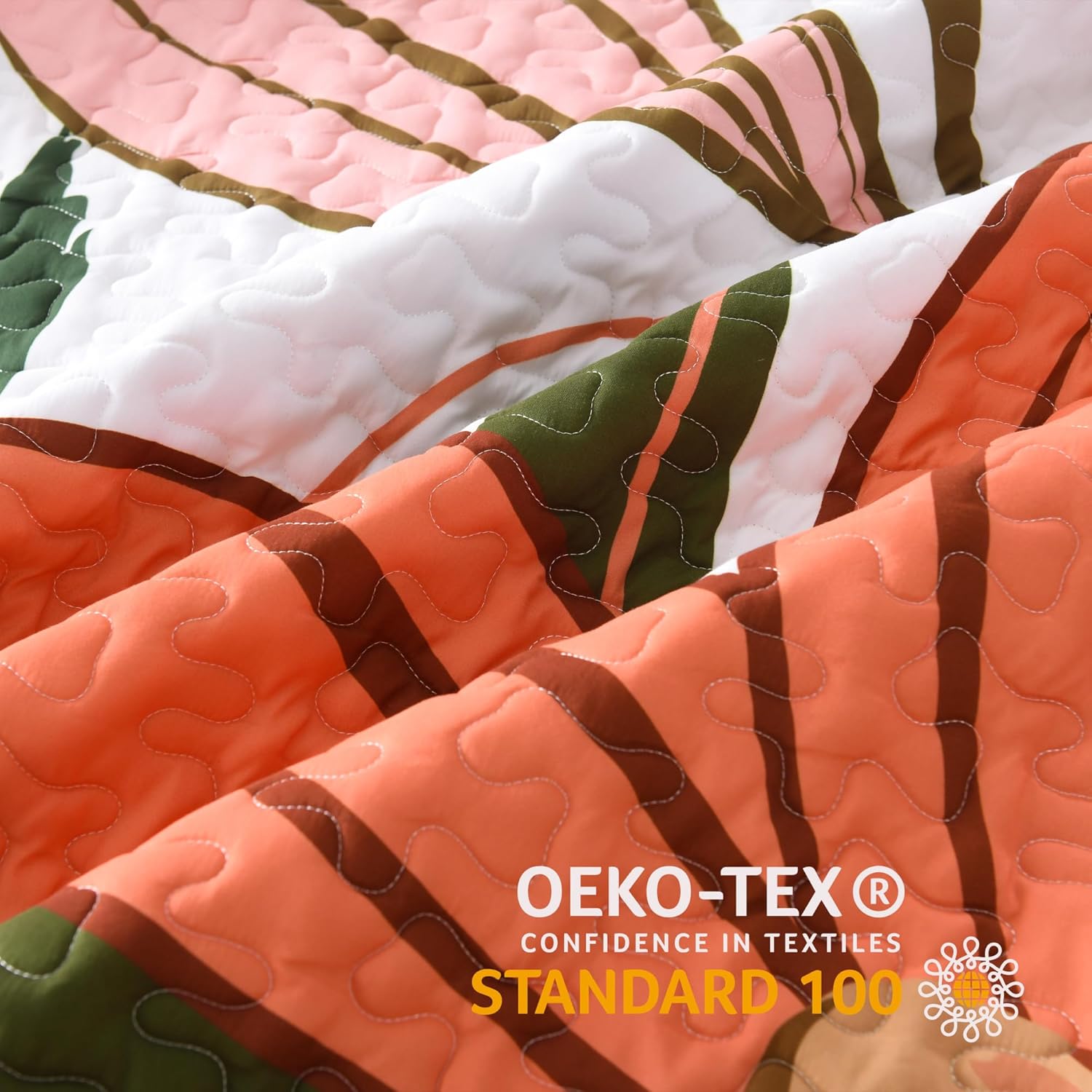 Andency Floral Boho Quilt King Size Bedding Set Pink, 3 Pieces Farmhouse Flower Botanical Summer Bedspreads with 2 Shams, Soft Reversible Lightweight Microfiber Coverlet Set for All Season, 106"x96" - Image 7