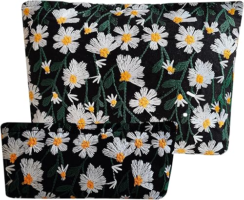 Bolsa de maquillaje para mujer, bolsa de cosméticos de pana y bolsa para lápices, juego de 2 piezas, organizador de cosméticos de moda, bolsa para