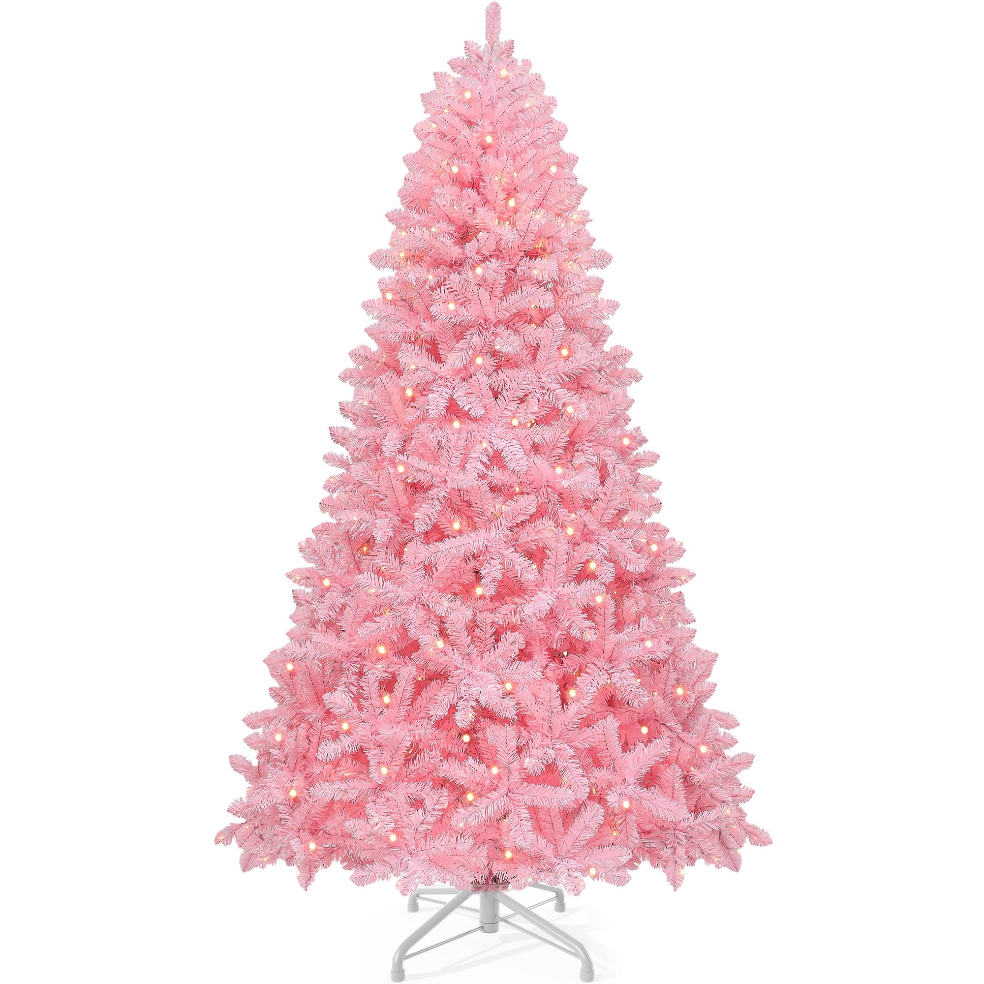 GOOBED 6ft Prelit Pink Artificial Christmas Tree w/250 Warm White Lights