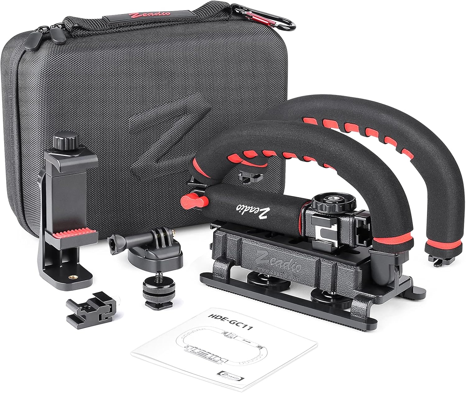 Zeadio Camera Smartphone Stabilizer, Foldable Handle Grip Handheld Video Rig with Carrying Case, Fits for All Camera, Camcorder, Action Camera, DSLR and All iPhone and Android Smartphones : Electronics