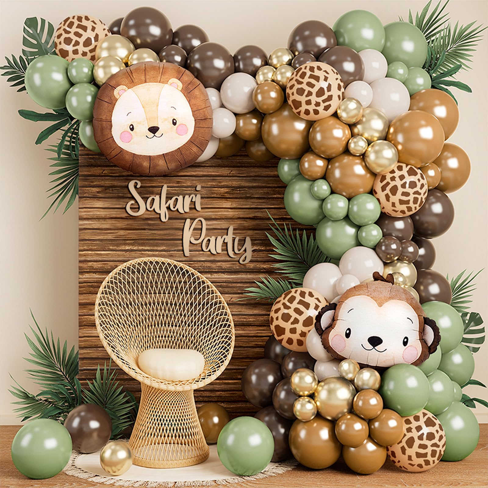 Jungle Safari Balloon Arch Kit, Animal Balloons Arch Safari Birthday Decorations for Wedding Shower Party (Lion Monkey) — image 1