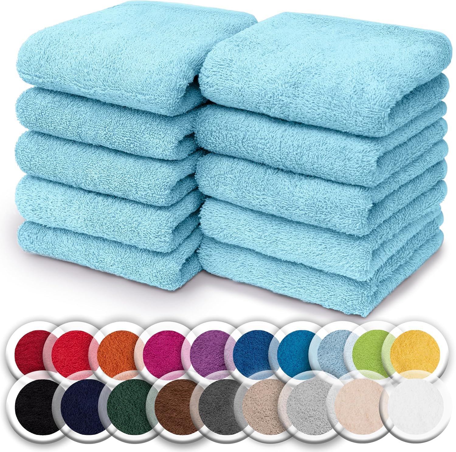 NatureMark Juego de 10 toallitas de Rizo para Cara y Manos – 100% algodón, Suaves y absorbentes – 30×30 cm, Verde Oscuro — view 20
