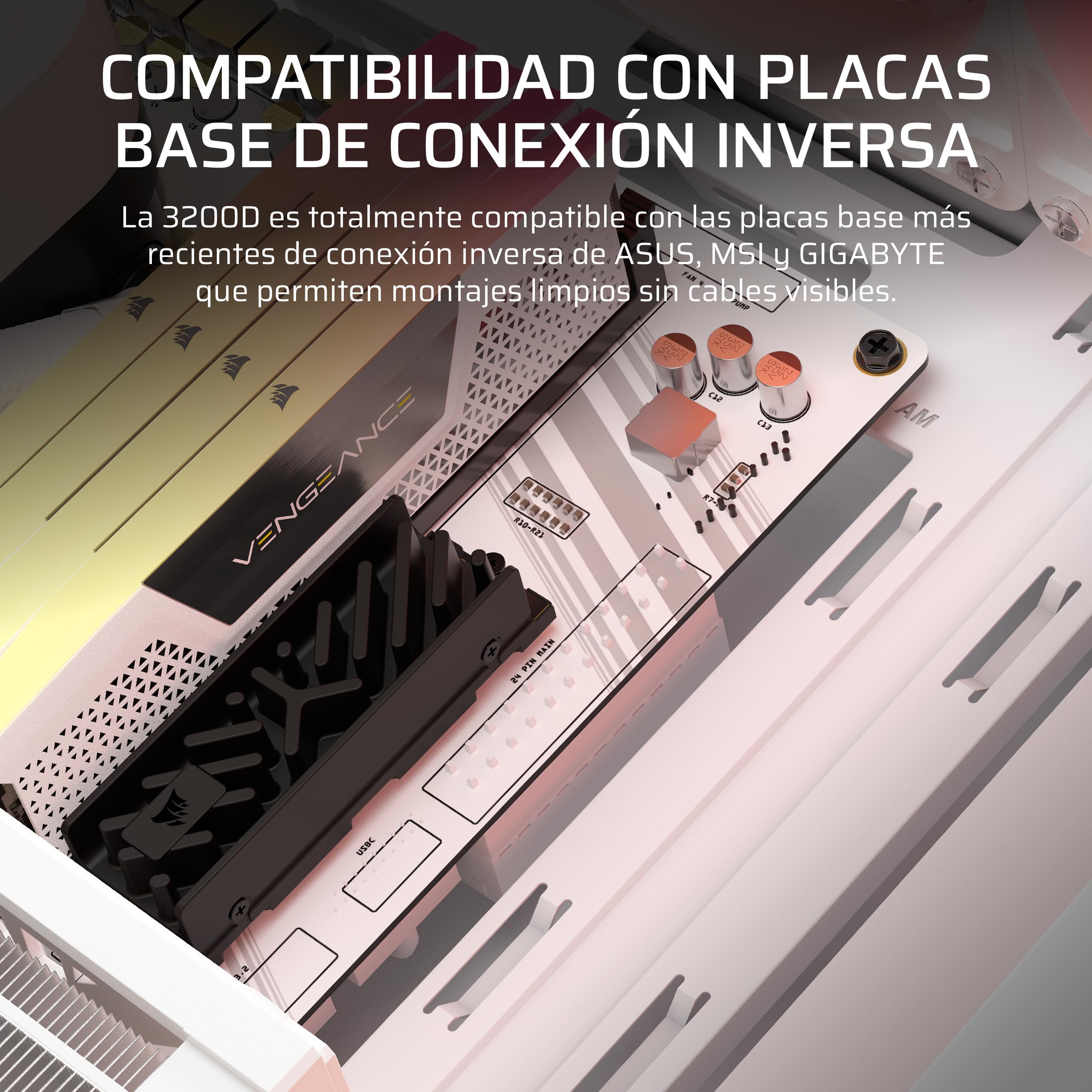 CORSAIR 3200D RS Caja para PC Semitorre ARGB – Blanco | 3 Ventiladores RS120 ARGB PWM Incluidos, Brazo Anticaída GPU, ASUS BTF, MSI Project Zero, Gigabyte Project Stealth