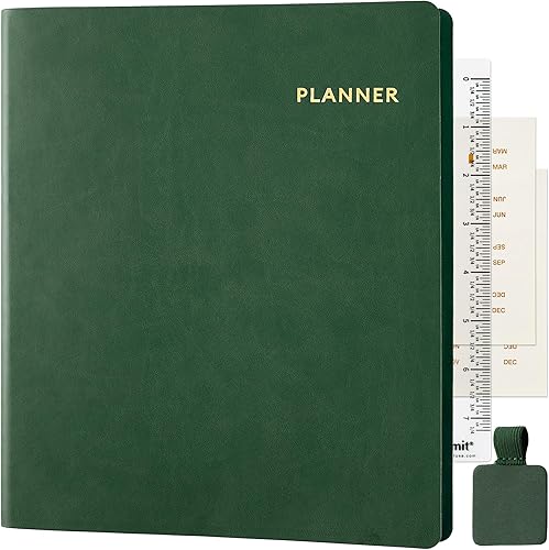 Nekmit Agenda semanal sin fecha encuadernada en espiral, organizador de 3 niveles para 12 meses, planificador diario para el hogar y la oficina, 8.5