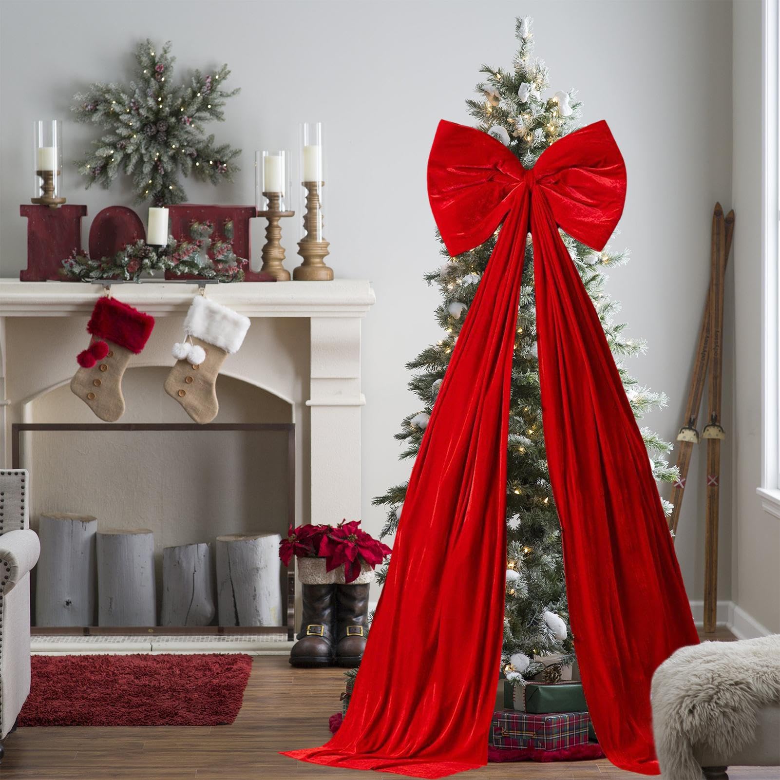 Grandi Fiocchi di Velluto per Albero di Natale 51 x 180 cm Gigante