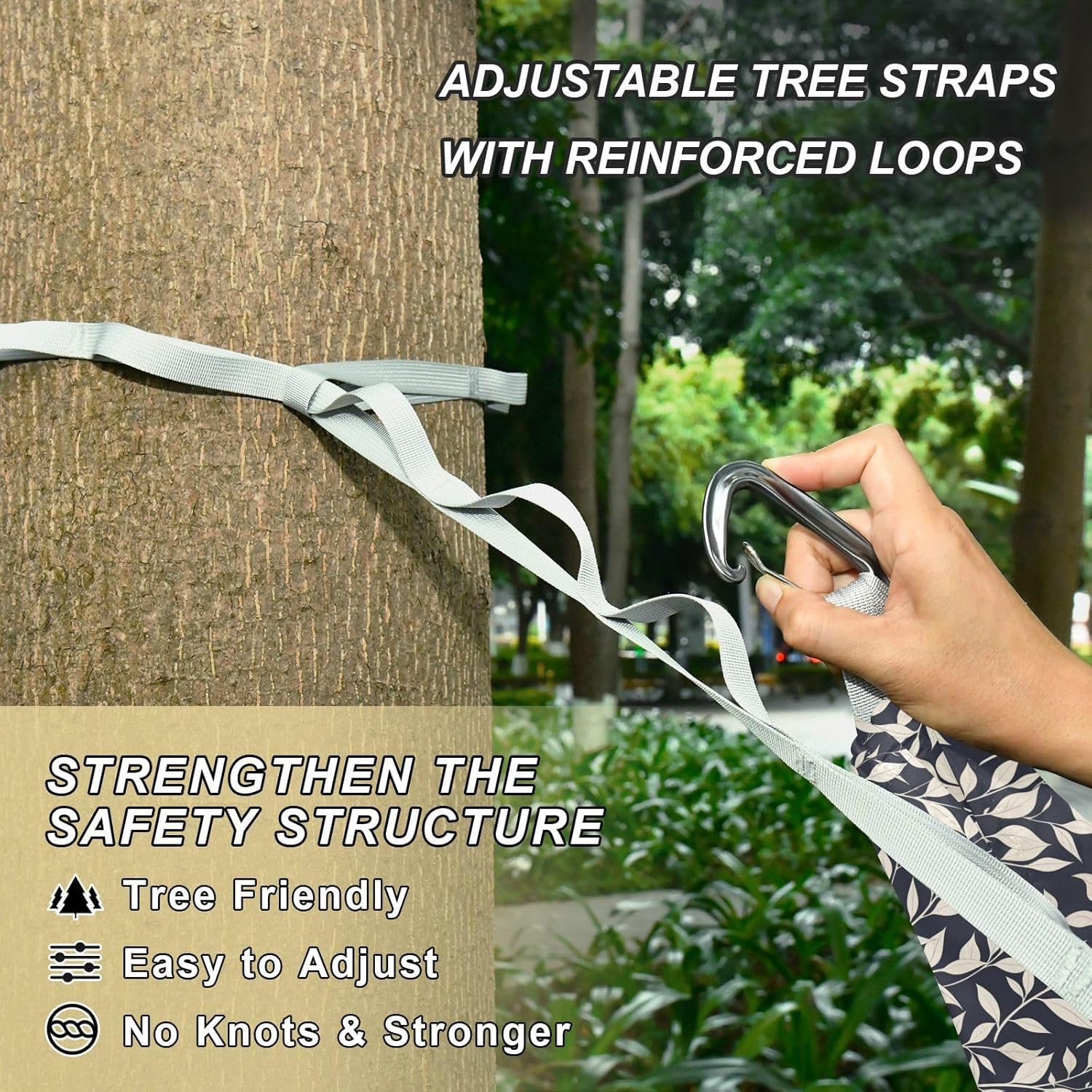 Art Leaves Grey Camping Hammock Portable Hammock for Indoor Outdoor Patio