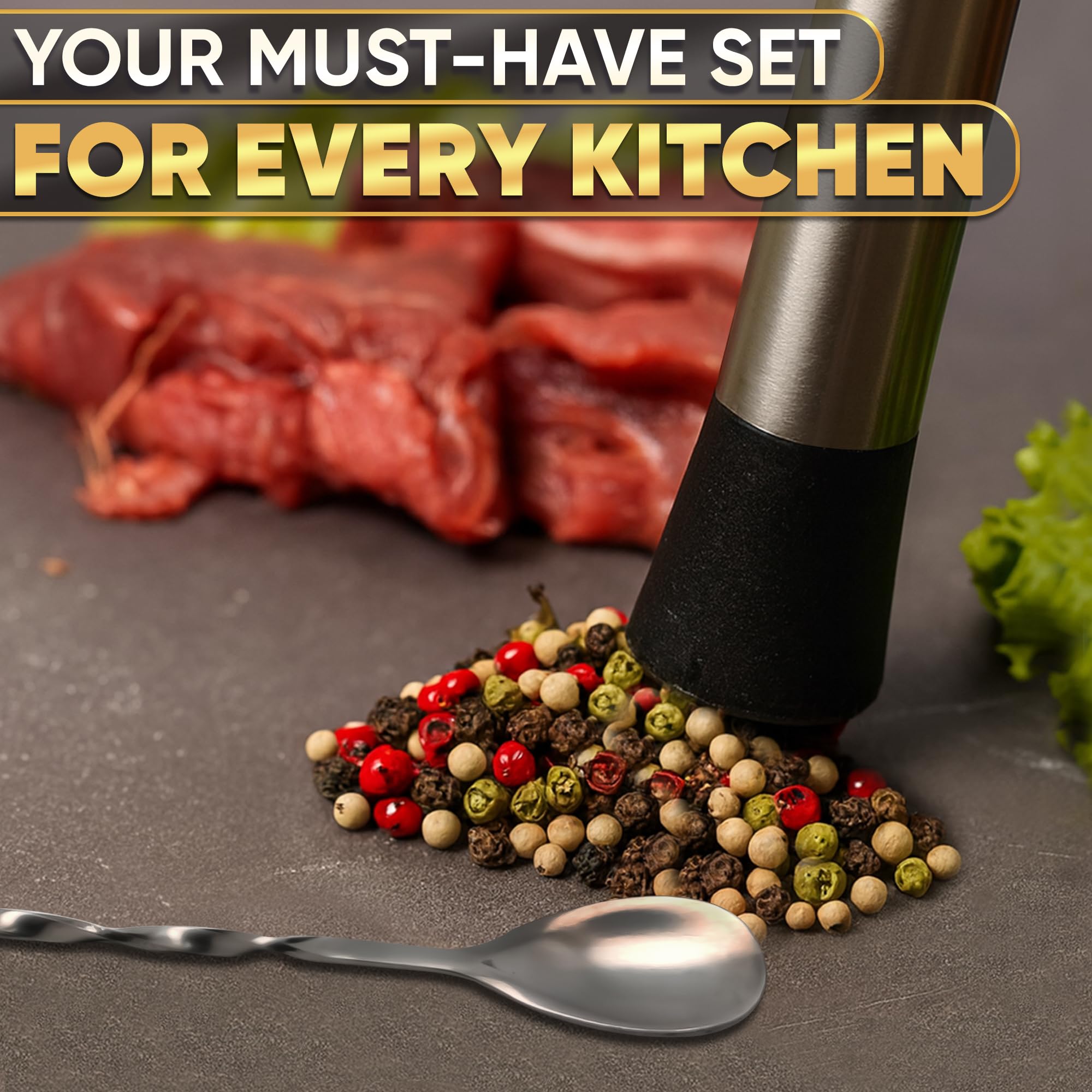 Cocktail Muddler Set - Stainless Steel, Spoon & Jigger -9 Cocktail Muddler Set - Stainless Steel, Spoon & Jigger -9