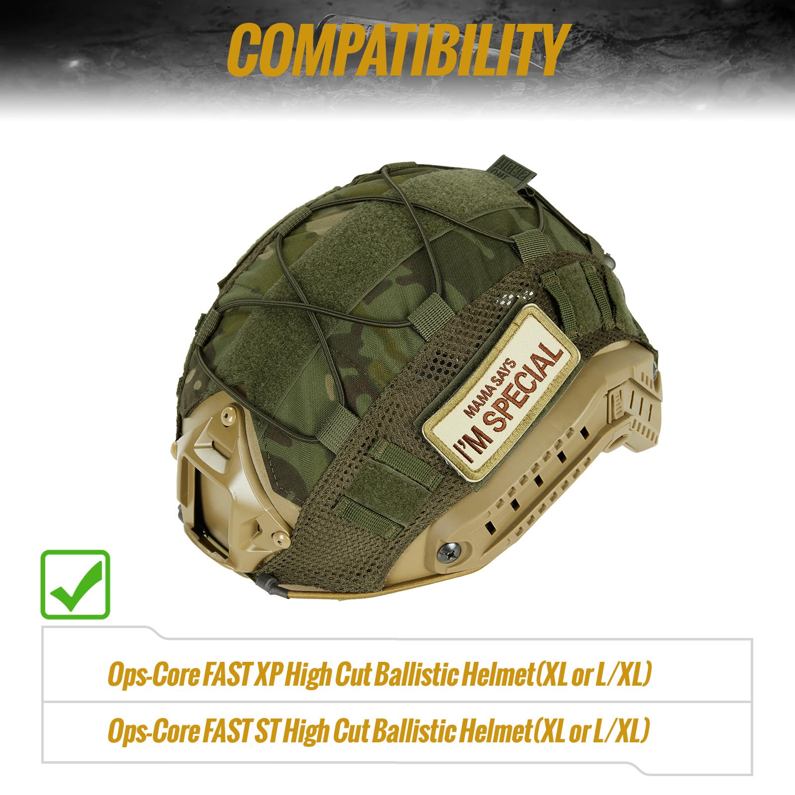 OneTigris Funda Táctica para Casco con Parche Gratis – Cubierta en Cordura 500D para PJ (T. M/L) & Bump (T. L/XL) – sin Casco