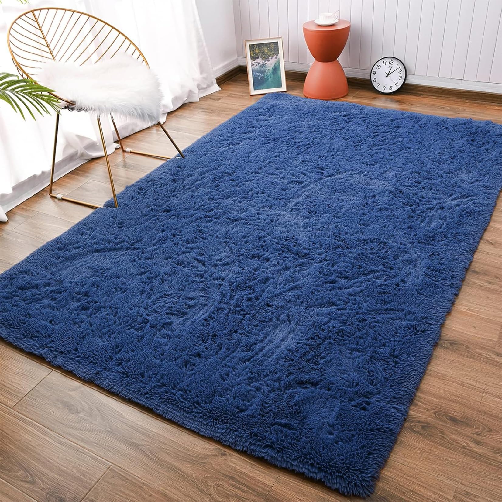 Tapis de chambre super doux bleu foncé pour une ambiance cosy