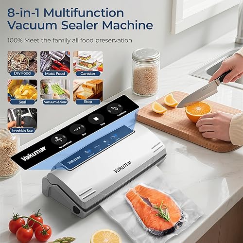 Miniatura 2 de Máquina selladora al vacío mejorada para alimentos, sellador de alimentos 8 en 1 con potente succión, modos seco y húmedo, compatible con Sous Vide,
