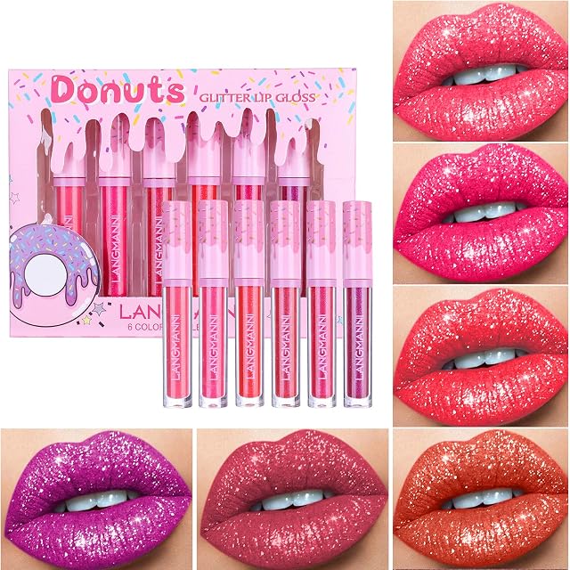 Mimore 6 Colors Matte Lipstick Set Matte Glitter Shimmer Magical Lipgloss Set pigment-rich matte colors Lipstick professional Lip Glaze Makeup Kit (01)