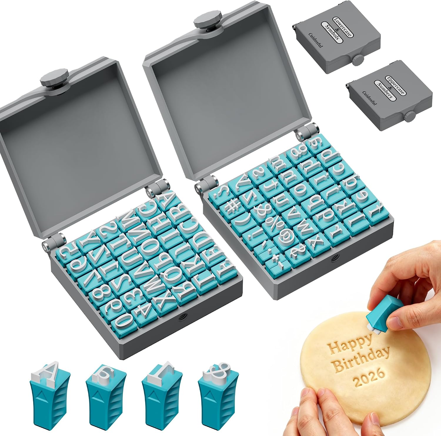 Stamp Set for Concrete, 72 PCS Stamp Letters for Clay, Flip-top Design