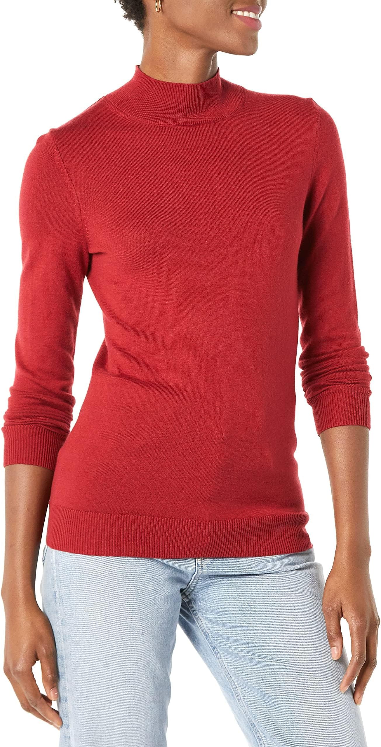 Amazon EssentialsWomen's Lightweight Mockneck Sweater (Available in Plus Size)