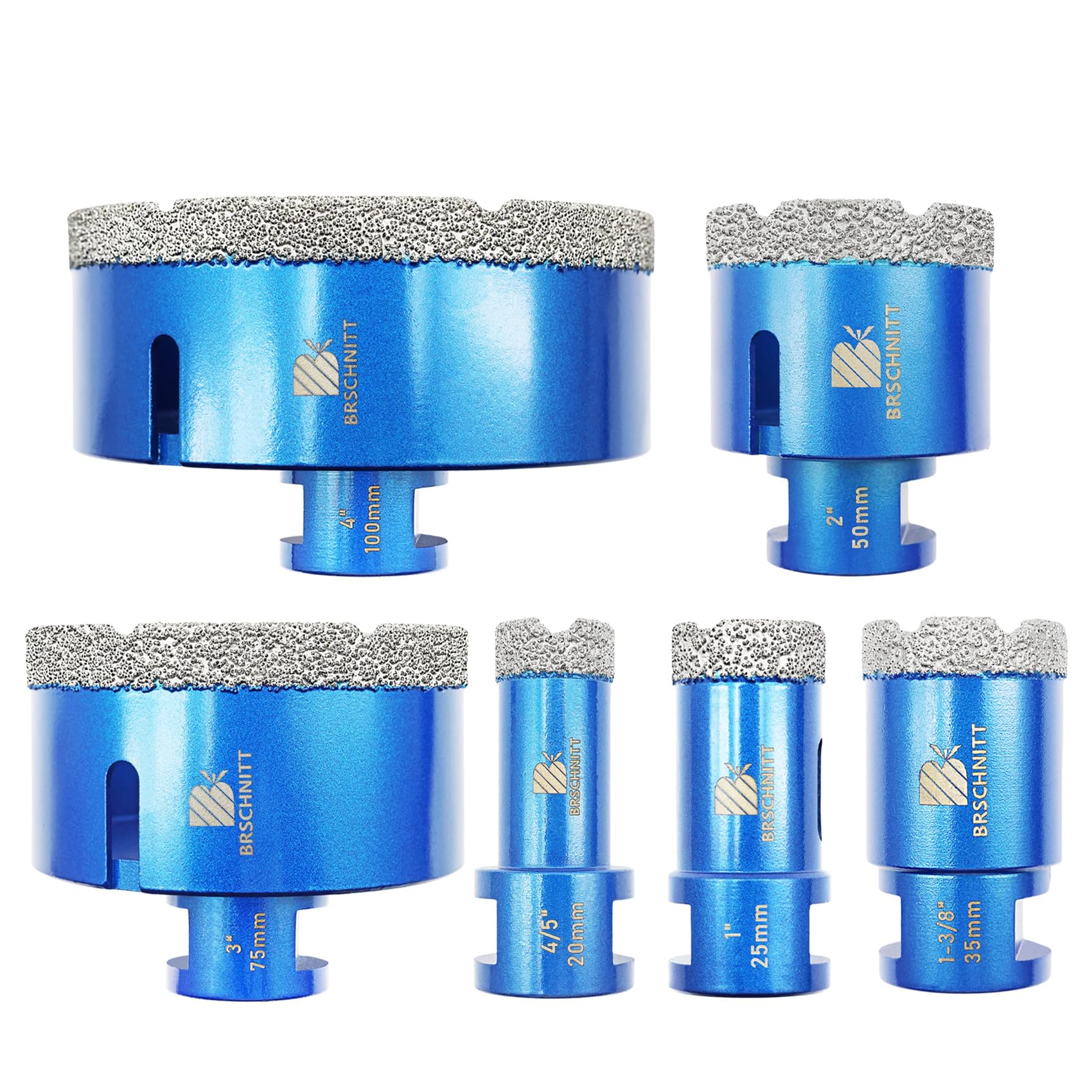 Diamond Core Drill Bit Set-4/5 1" 1-3/8" 2" 3" 4" Diamond Hole Saw,for Porcelain Tile Ceramic Marble Granite Drilling with 5/8-11 Thread（20 25 35 50