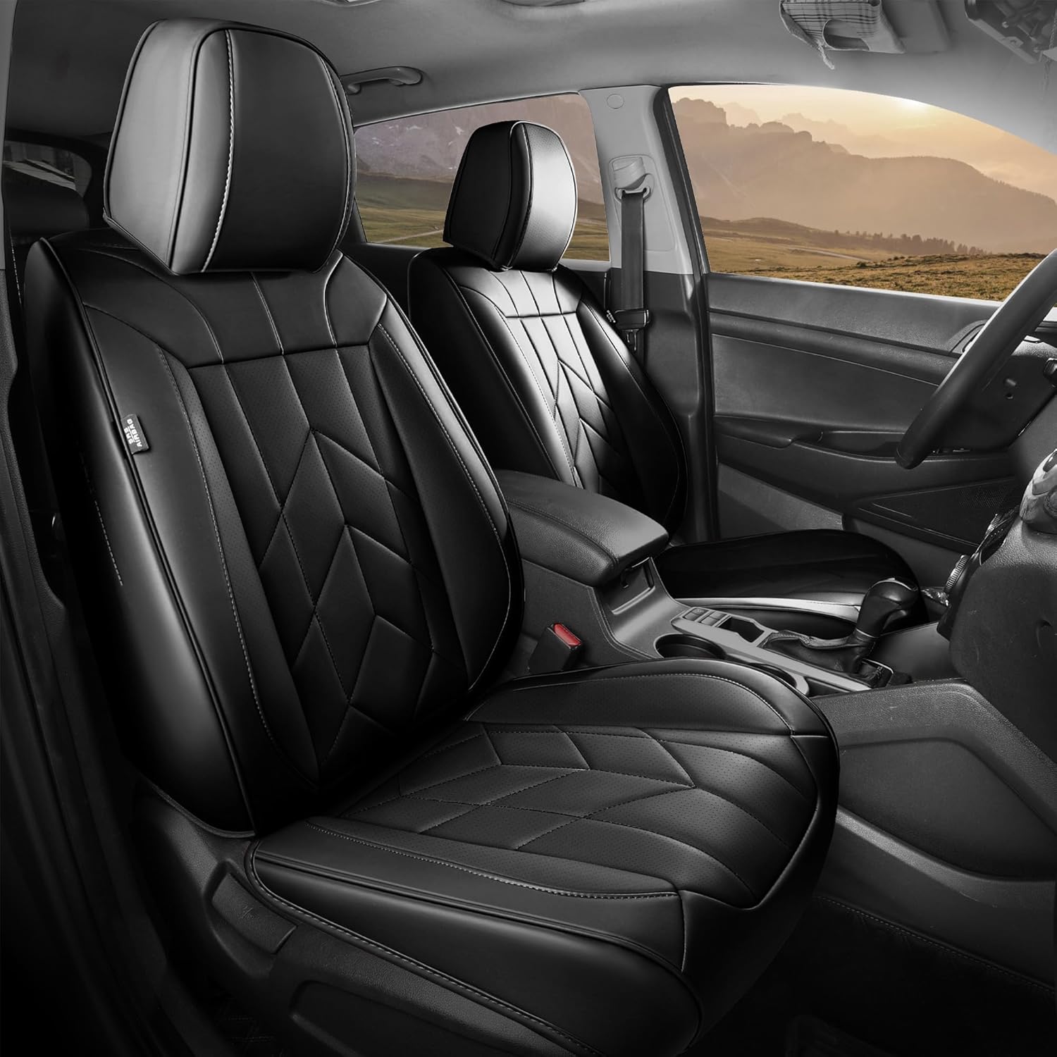 FREESOO Car Seat Covers Full Set, Waterproof Faux Leather Car Seat Covers, Automotive Interior Protectors Universal Fit for Most Cars 5 Seats