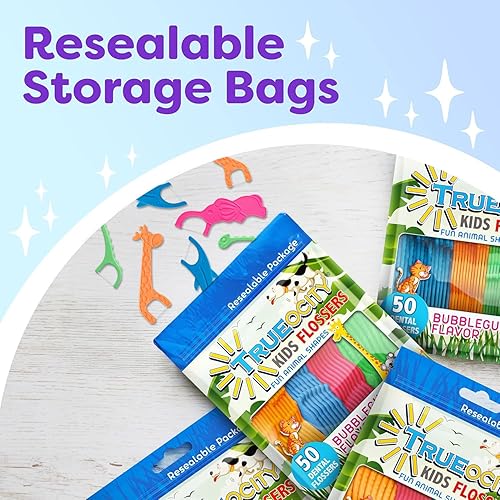 Miniatura 6 de Paquete de 8 hilos dentales para niños (400 en total), palillos de hilo dental para niños, hilo dental para niños, lindas formas de animales, se