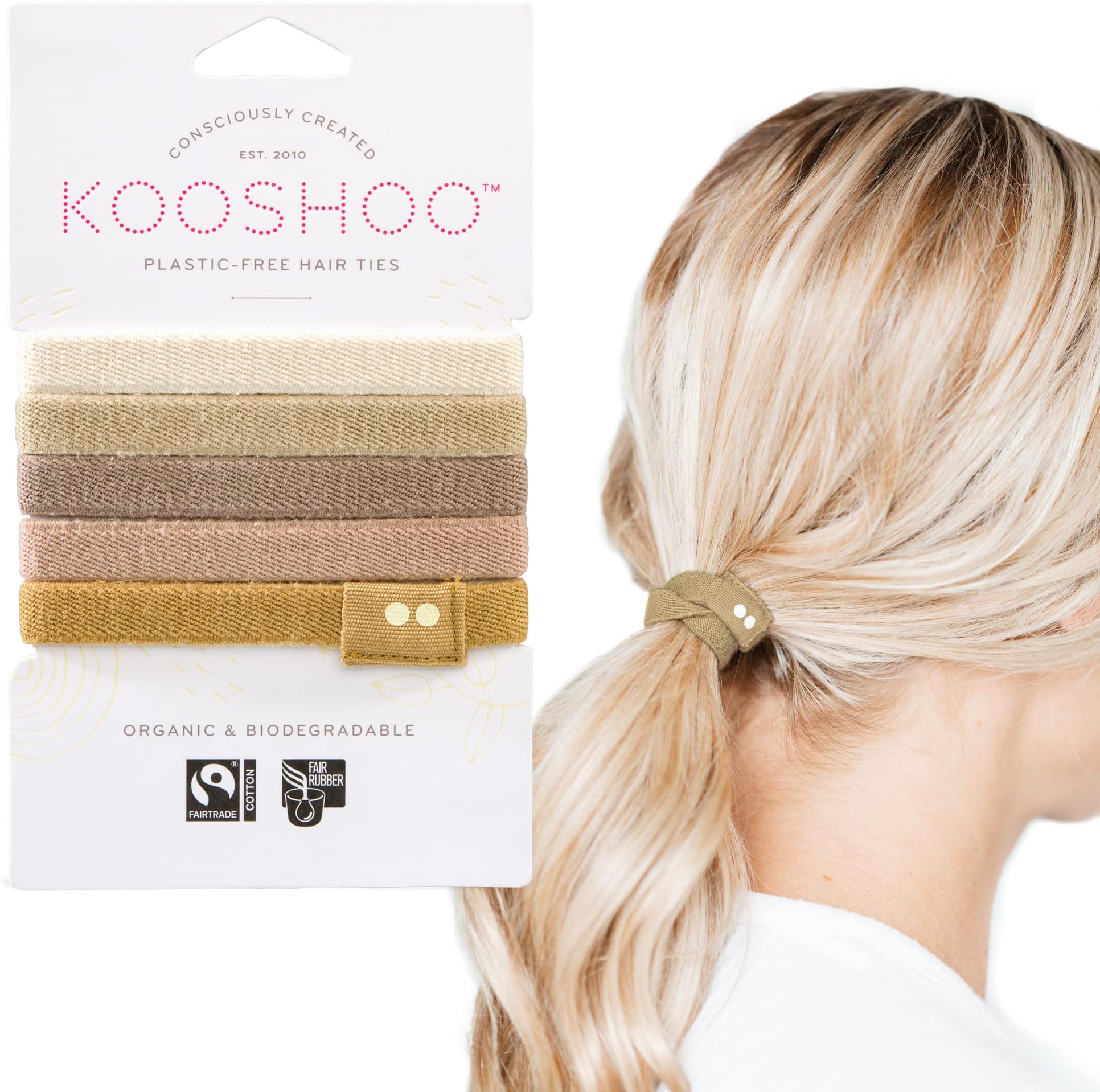 KOOSHOO PlasticFree Mini Hair Ties Organic Cotton Hair