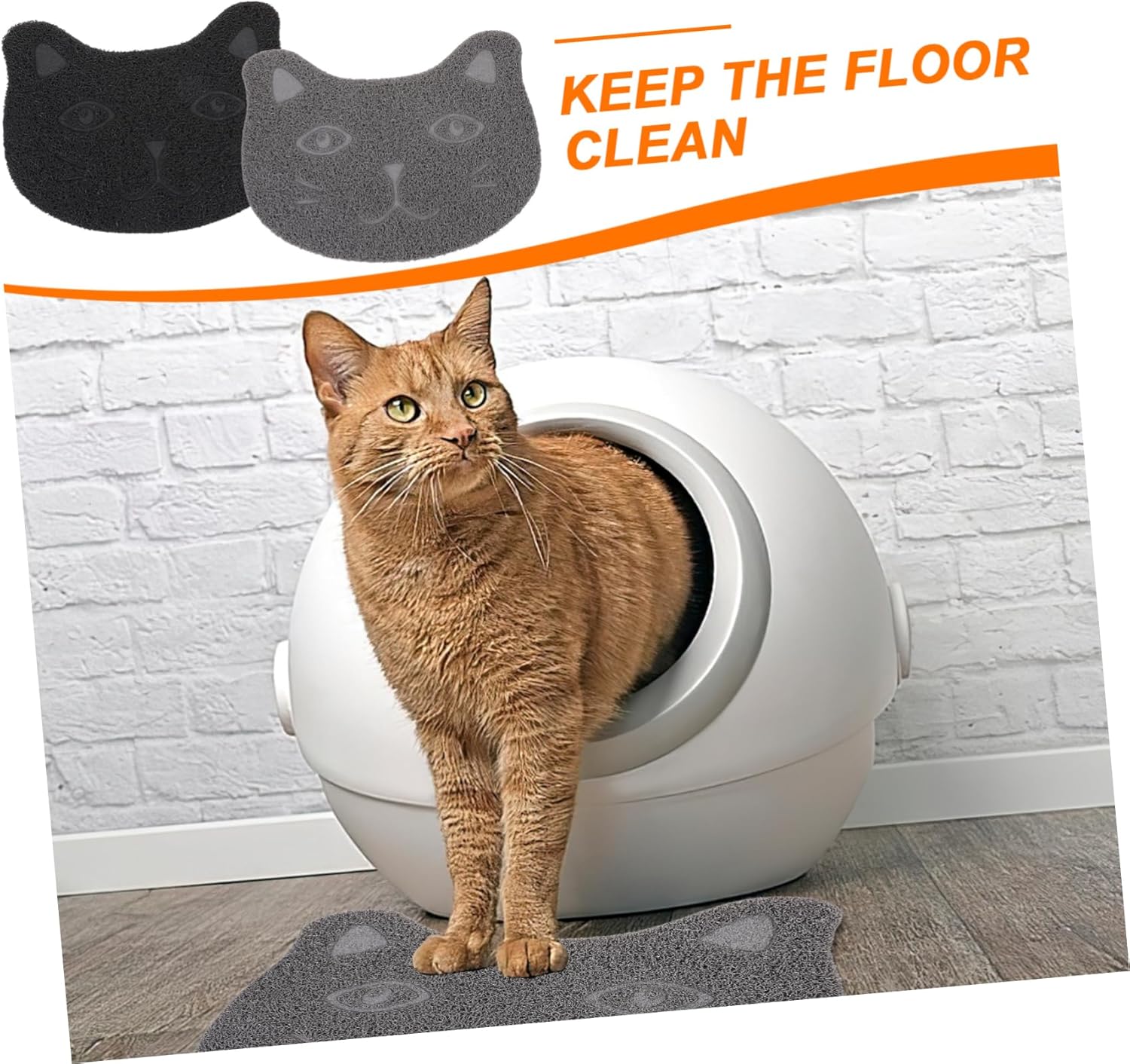 2sets Non-Slip Cat Litter Mats for Cats Kitten Litter Mats Cat Litter Rug Pet Feeding Mats -Slip Mats Easy to Sturdy and Comfortable 2pcs*2