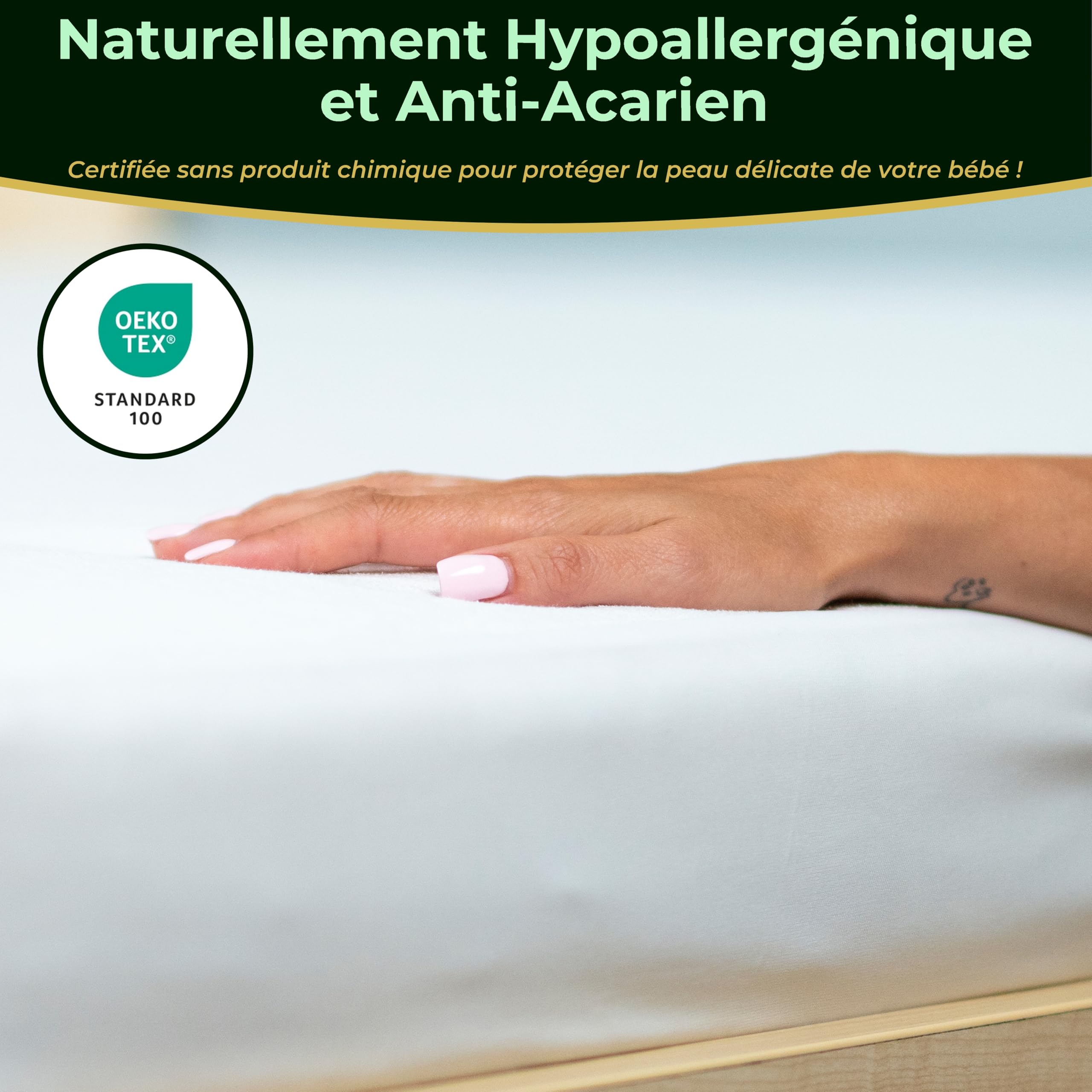 Lot de 2 | Protege Matelas Bebe 70x140 cm | Alese Impermeable 100% Bambou | Naturellement Anti Acarien | Certifié Oeko-Tex