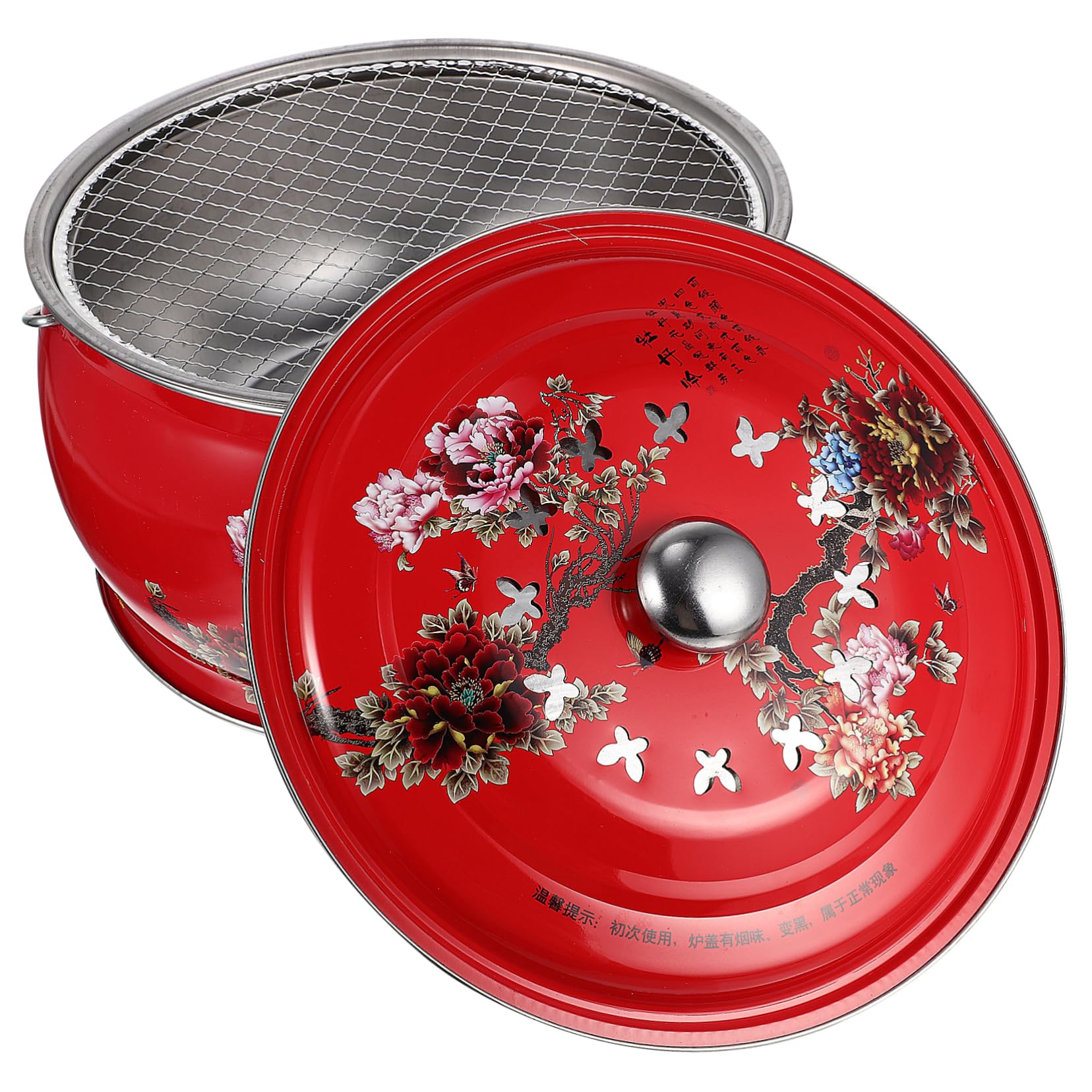 YardwePortable Bbq Fire Pit Grill Camping Stove Home Charcoal Burner Iron Material Easy Control Vent