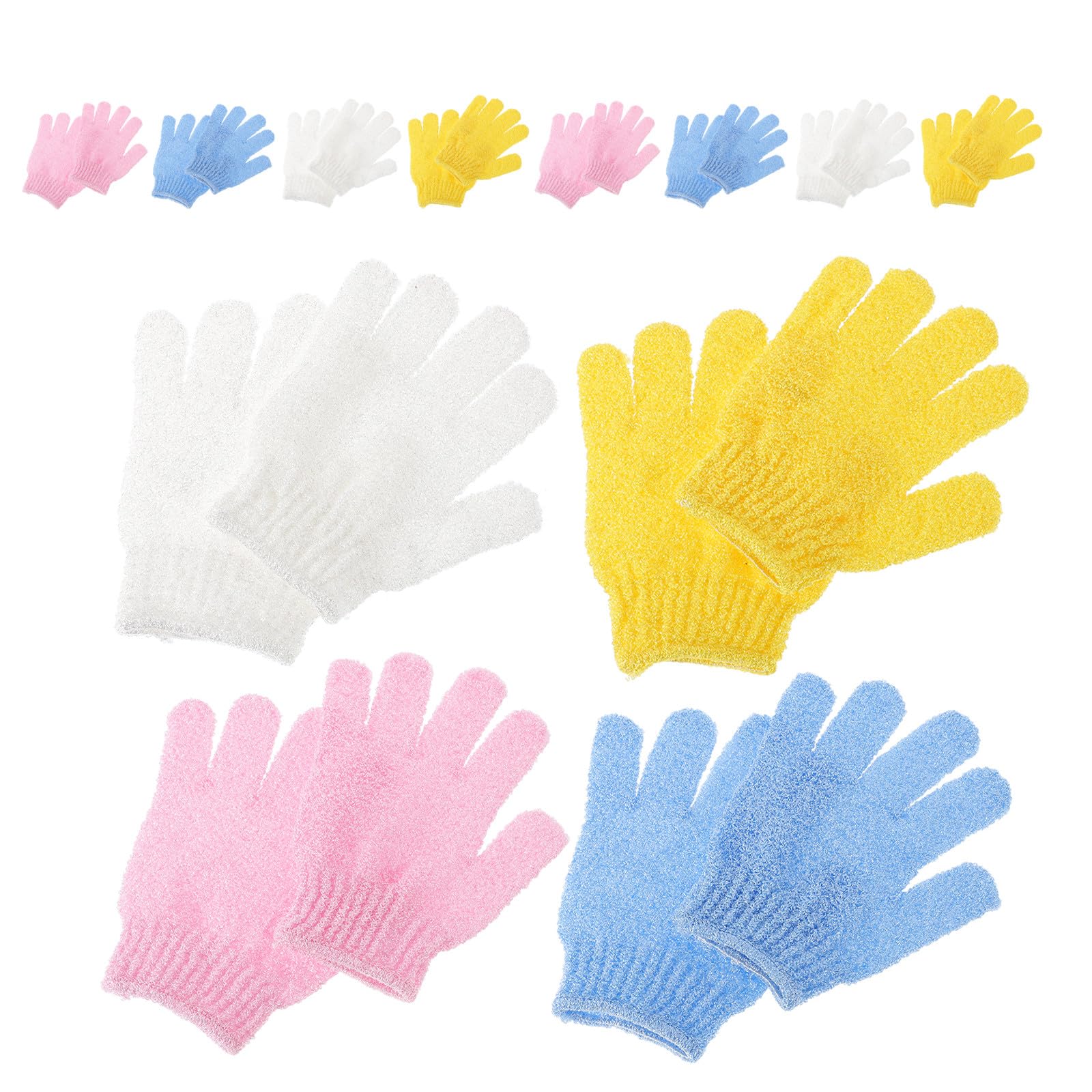 VALICLUD 16paia Guanti Esfolianti per Doccia in Nylon di Guanti da Bagno Cinque Dita per Pulizia della Scrubber da Bagno per Corpo e Schiena Riutilizzabili per Pelli Sensibili e Secche